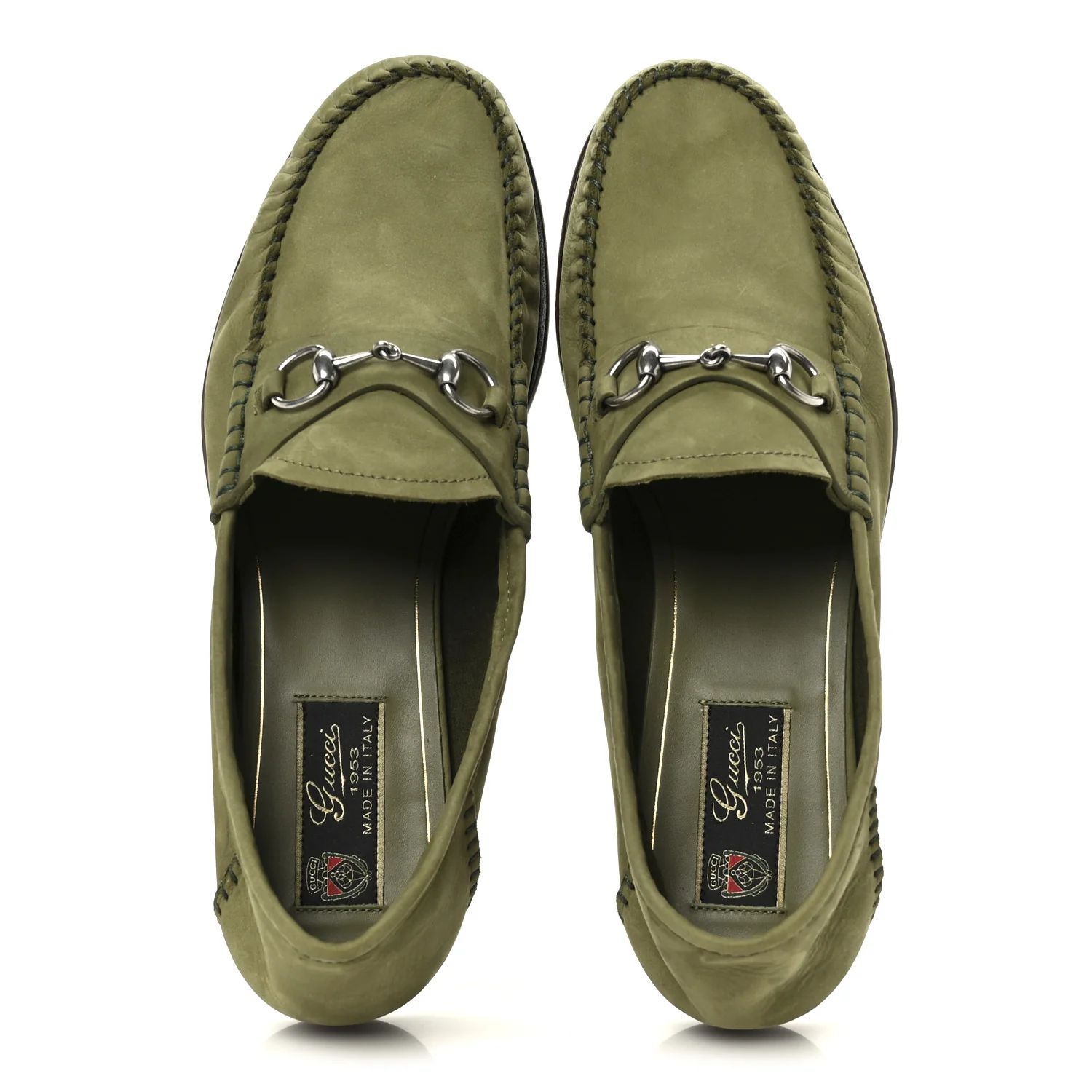 Nubuck Womens Horsebit Loafers 38.5 Herbs Light Green - Image 2