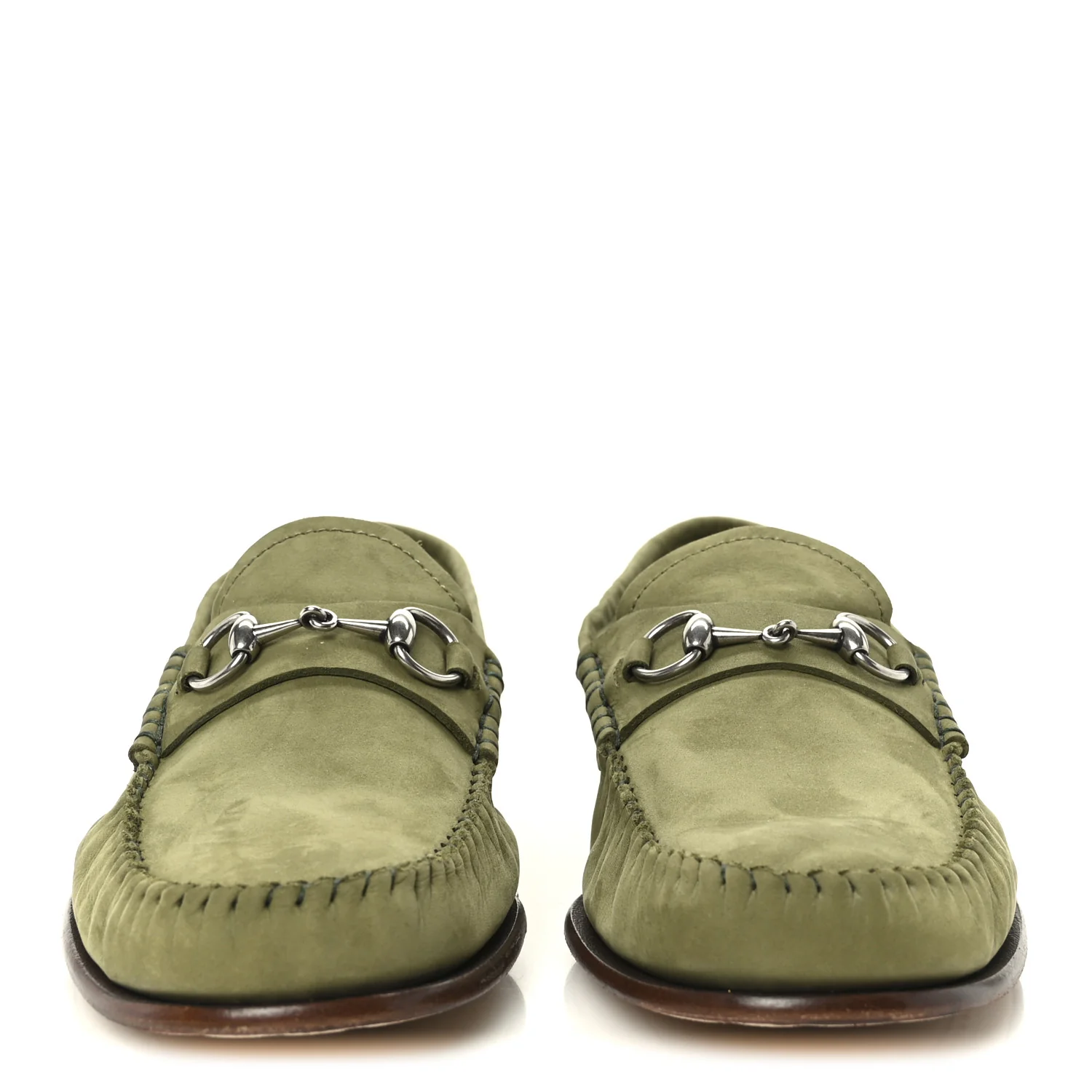 Nubuck Womens Horsebit Loafers 38.5 Herbs Light Green - Image 3