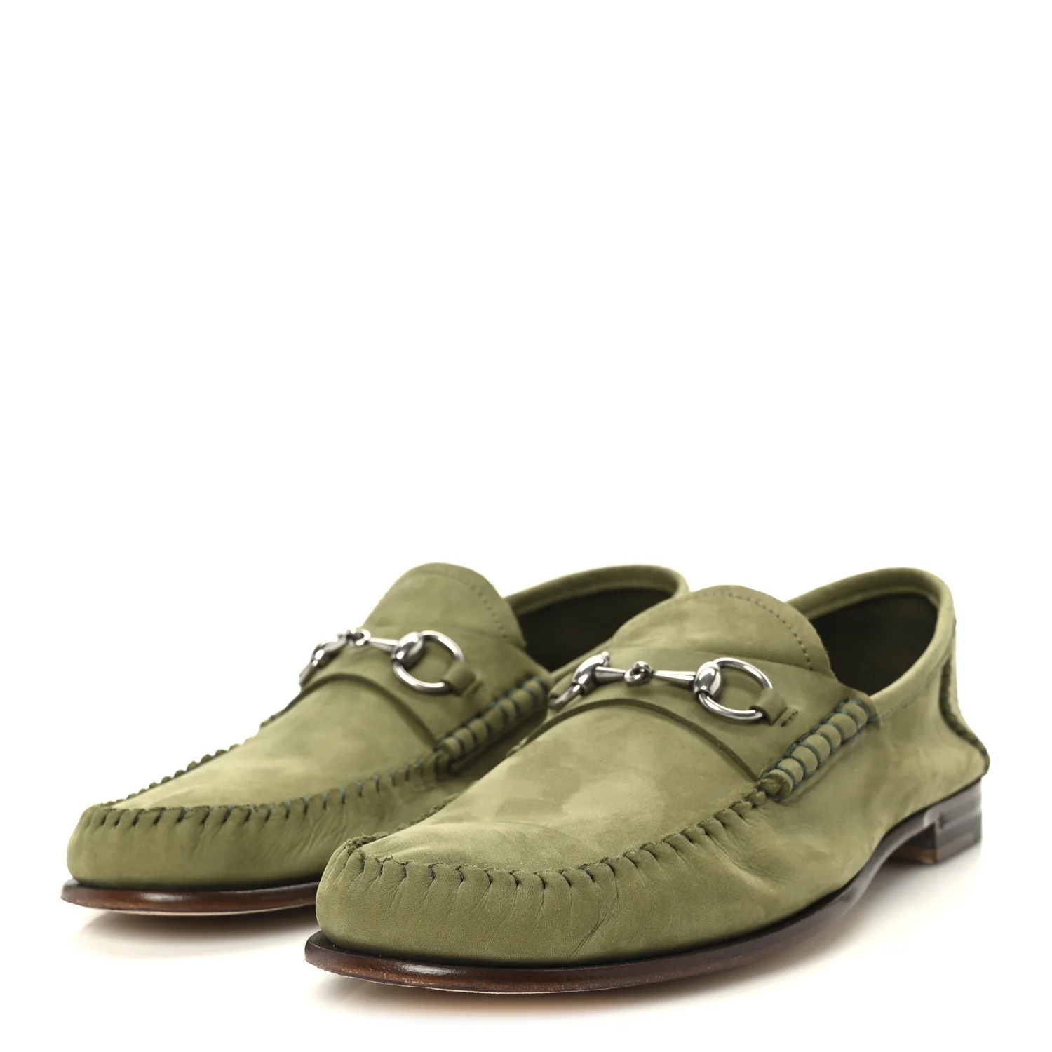 Nubuck Womens Horsebit Loafers 38.5 Herbs Light Green - Image 4