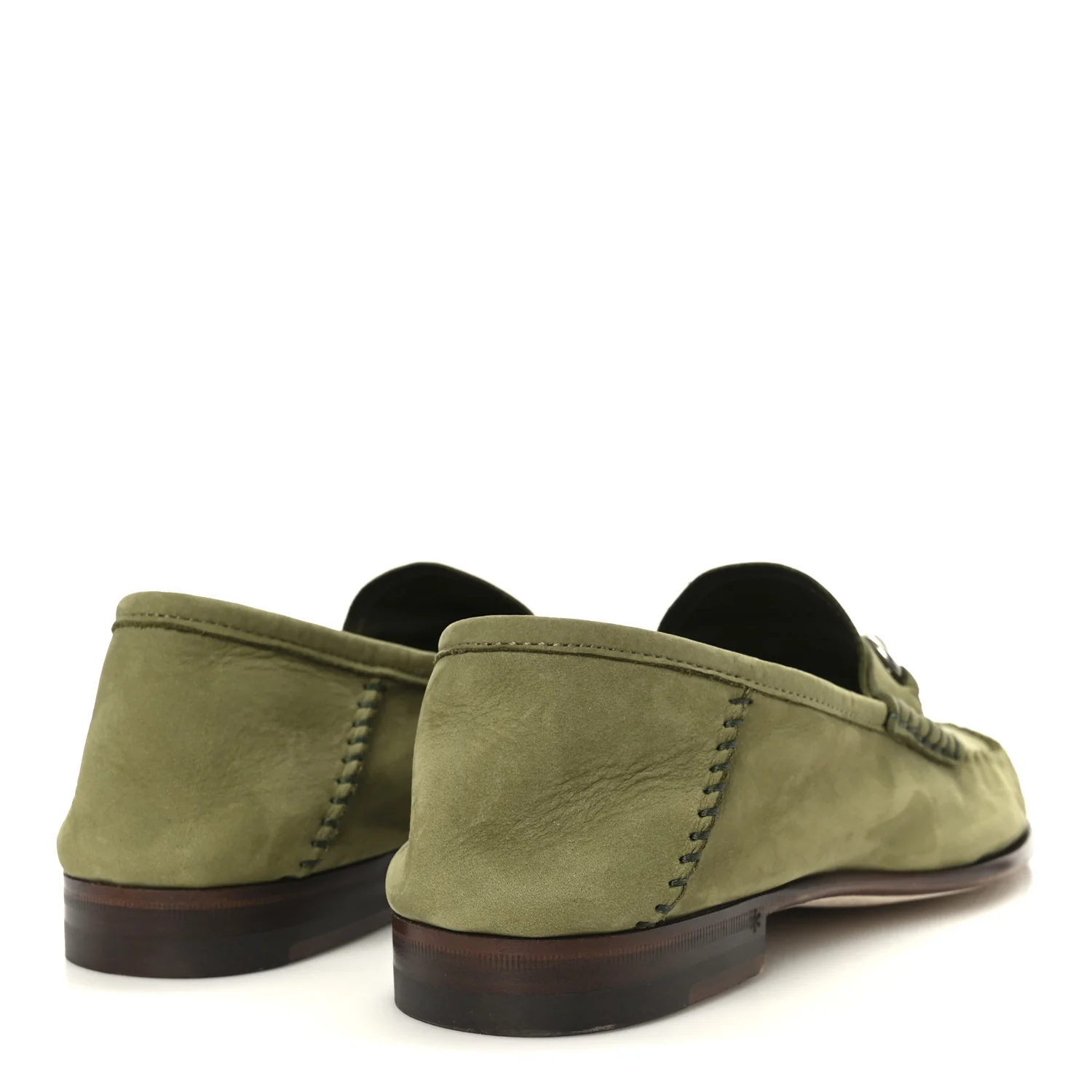 Nubuck Womens Horsebit Loafers 38.5 Herbs Light Green - Image 5