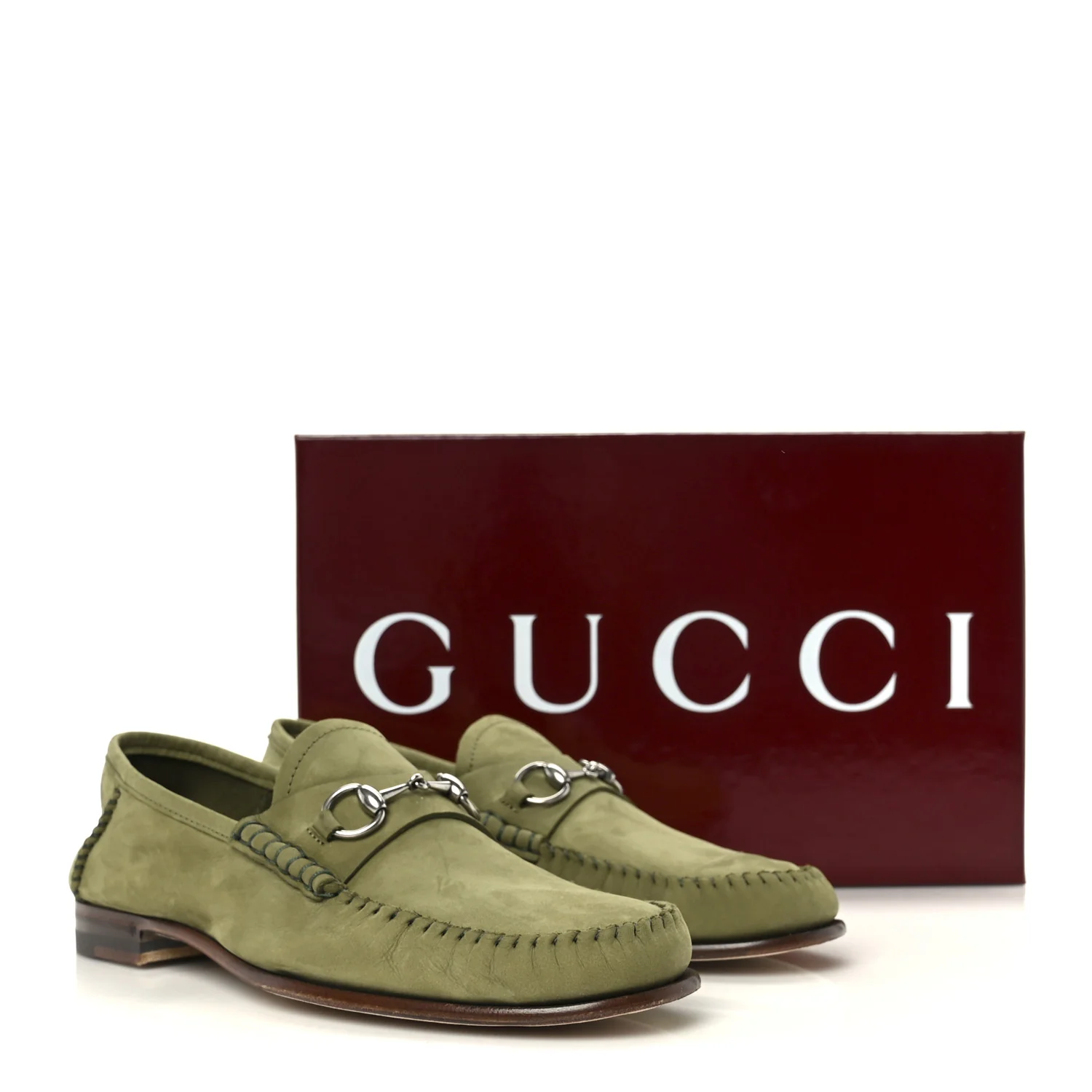 Nubuck Womens Horsebit Loafers 38.5 Herbs Light Green - Image 9