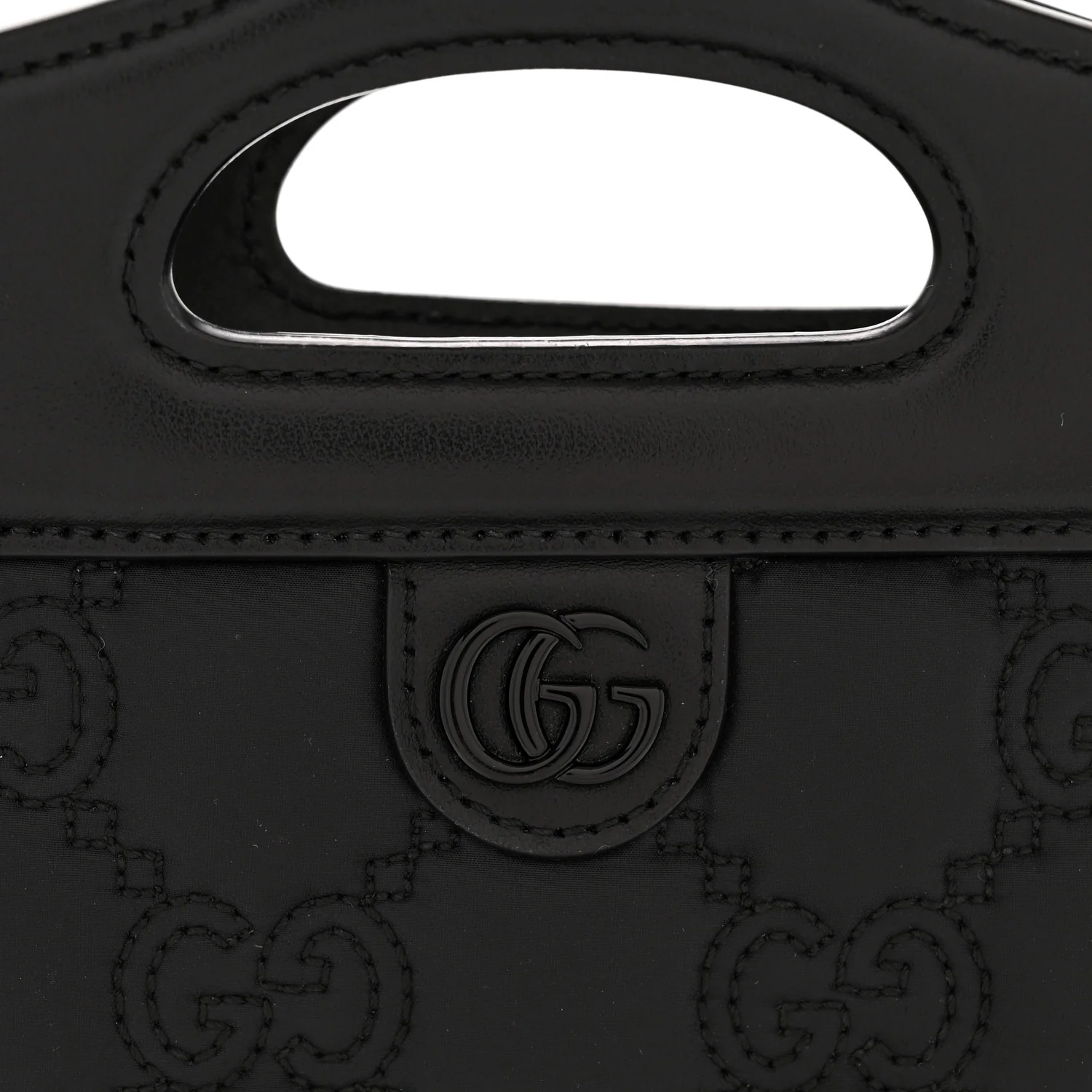 Nylon Calfskin Enamel GG Matelasse Mini Top Slip Handle Crossbody Bag Black - Image 12
