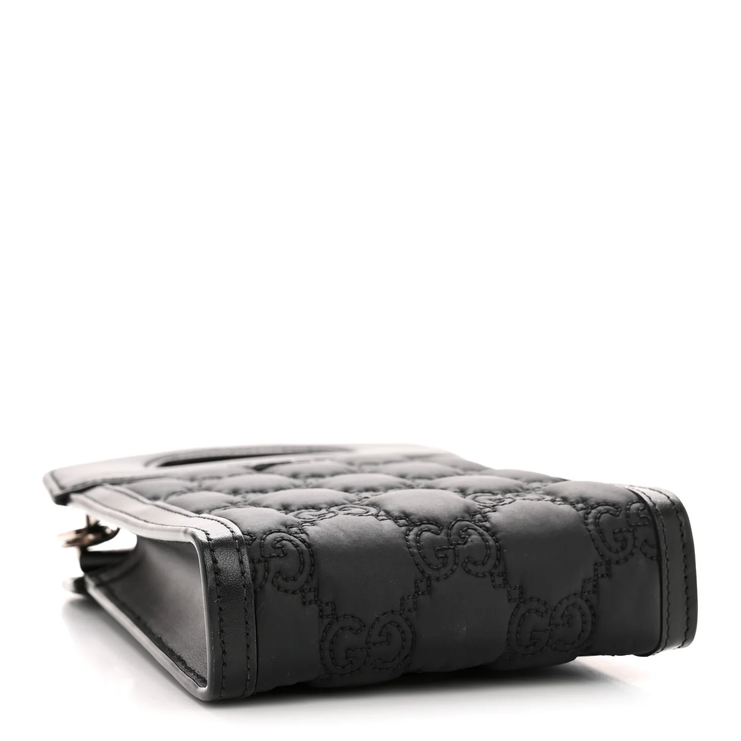 Nylon Calfskin Enamel GG Matelasse Mini Top Slip Handle Crossbody Bag Black - Image 4