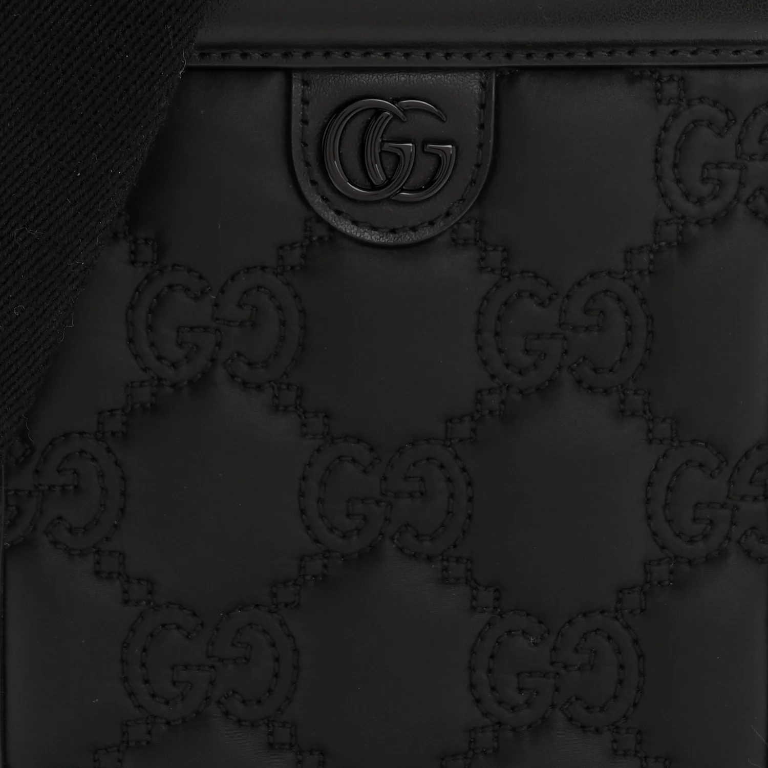 Nylon Calfskin Enamel GG Matelasse Mini Top Slip Handle Crossbody Bag Black - Image 8