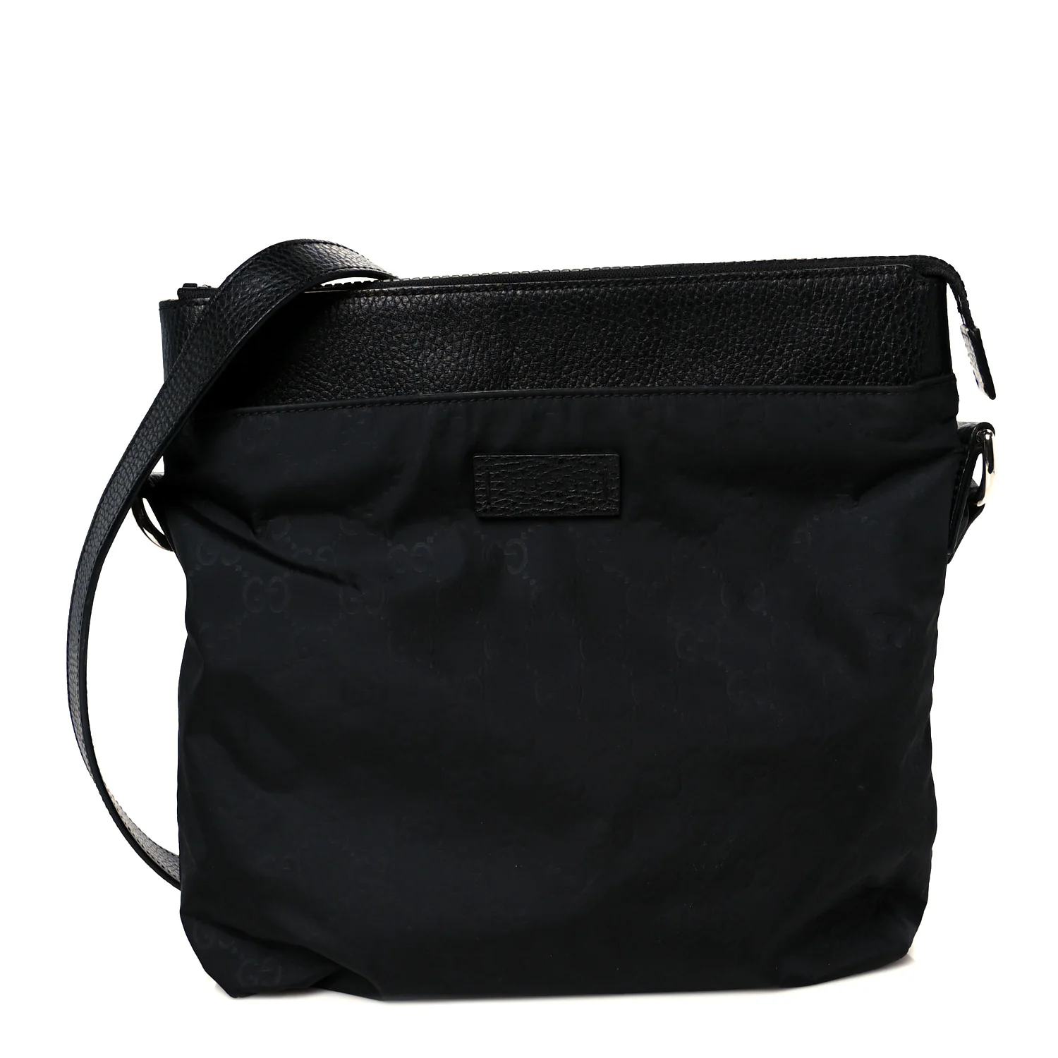 Nylon Monogram Dollar Calfskin Flat Messenger Bag Black