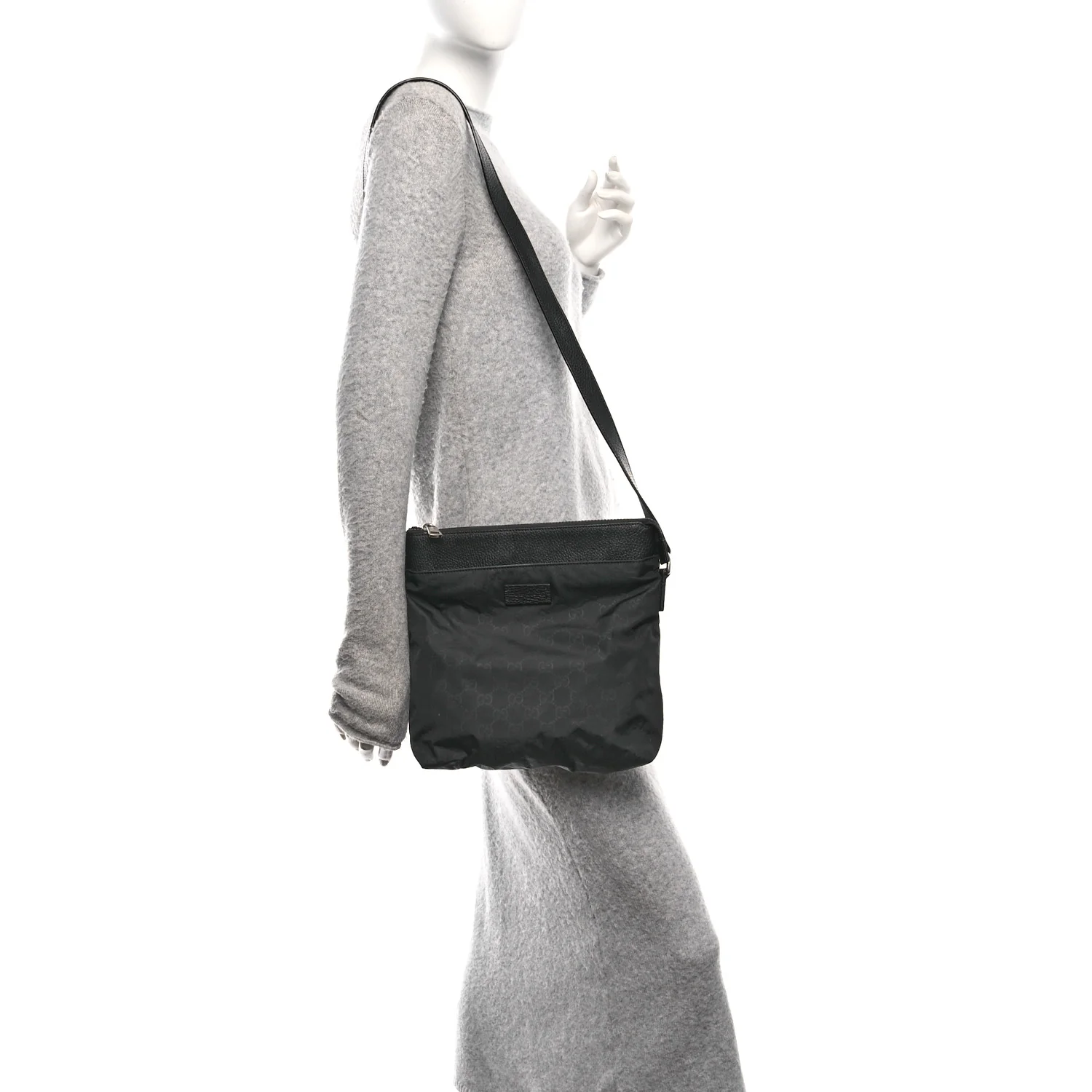 Nylon Monogram Dollar Calfskin Flat Messenger Bag Black - Image 2