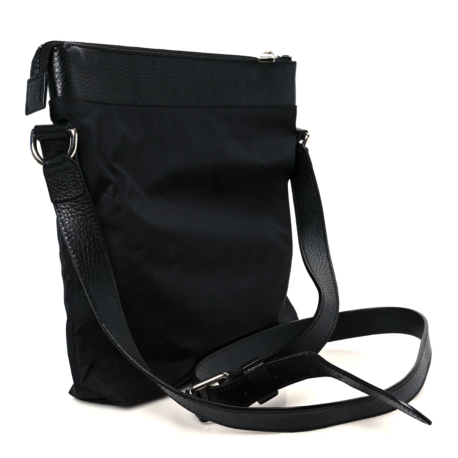 Nylon Monogram Dollar Calfskin Flat Messenger Bag Black - Image 3