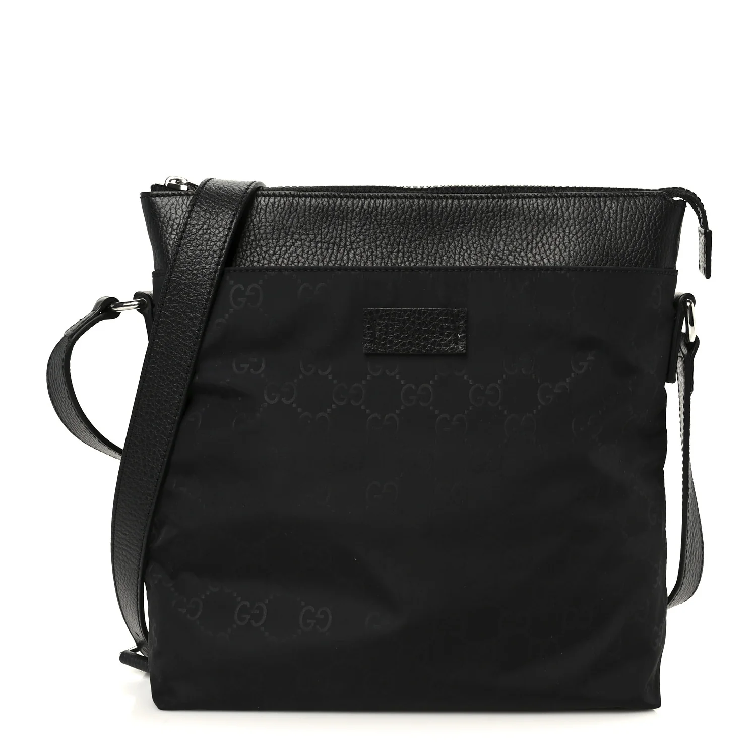 Nylon Monogram Dollar Calfskin Flat Messenger Bag Black