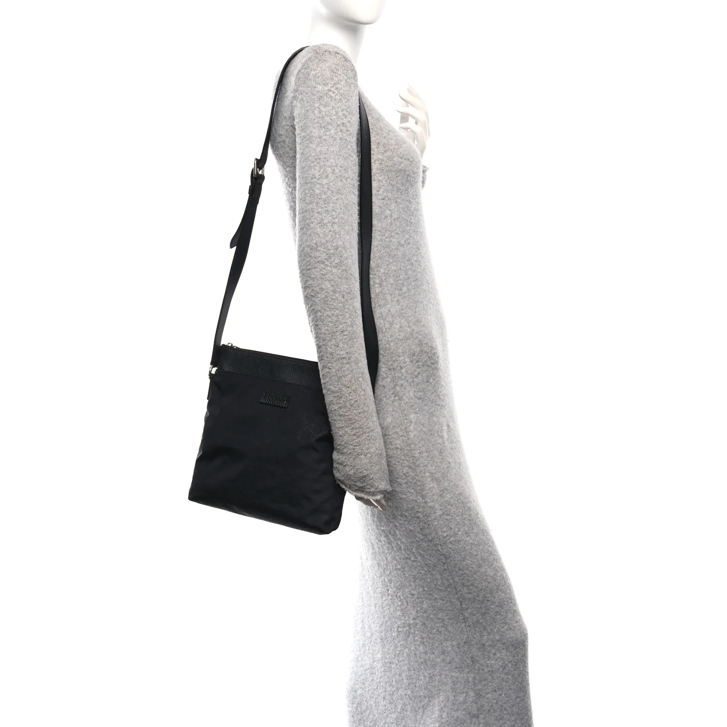 Nylon Monogram Dollar Calfskin Flat Messenger Bag Black - Image 2