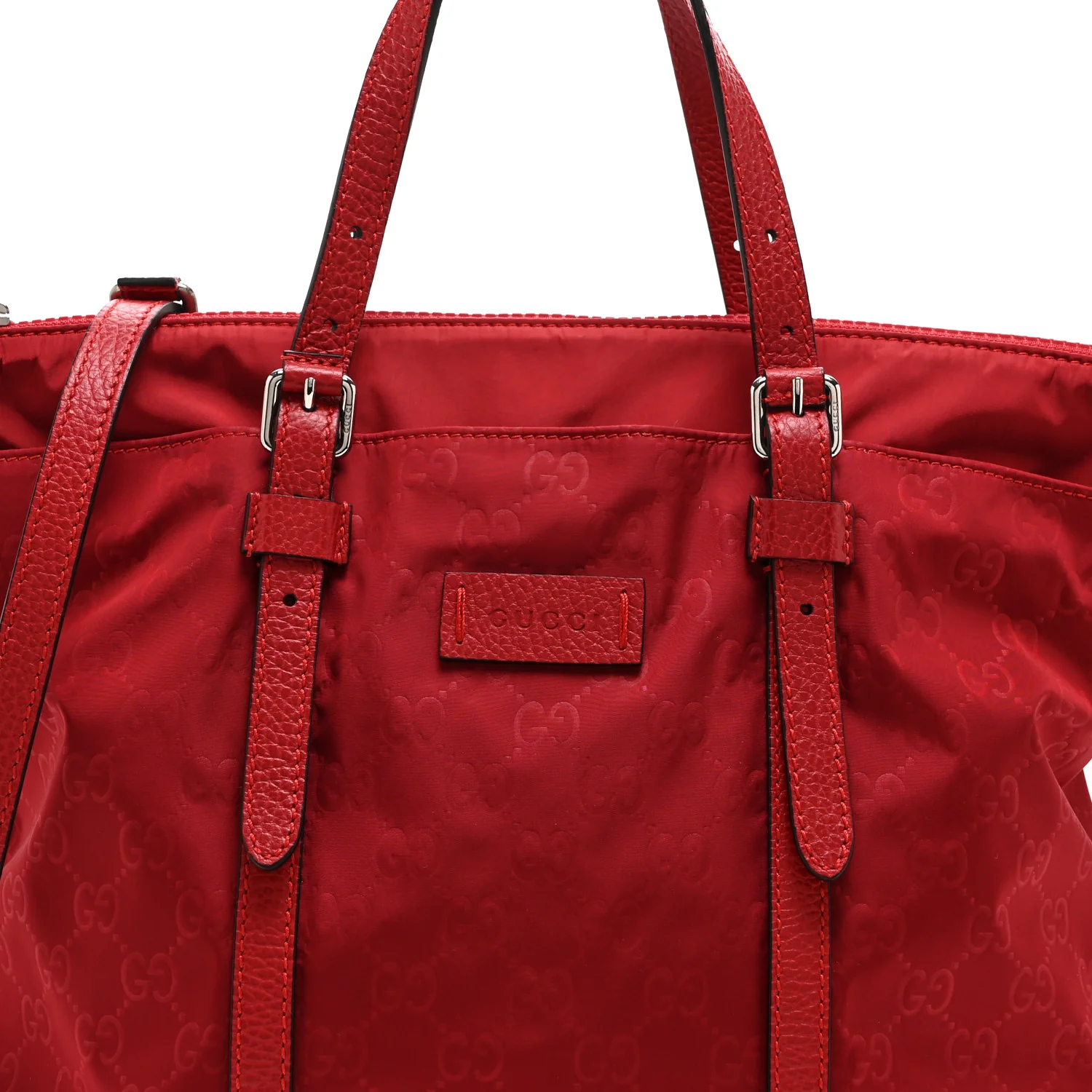 Nylon Monogram Dollar Calfskin Medium Vertical Tote Vibrant Red - Image 8