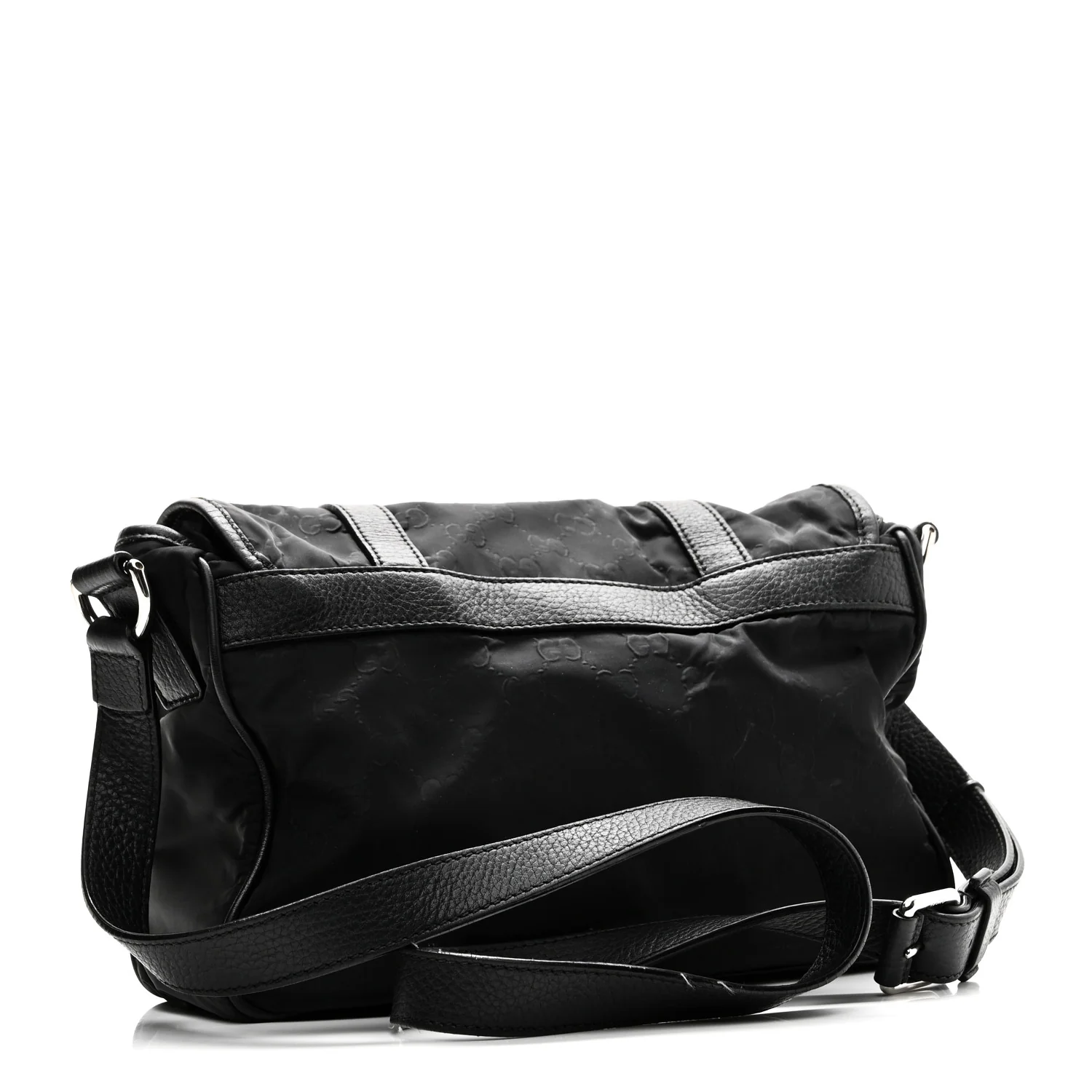 Nylon Monogram Double Buckle Flap Messenger Bag Black - Image 3