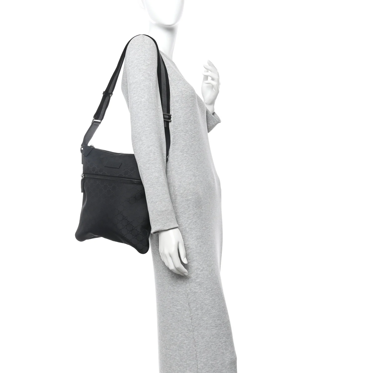 Nylon Monogram Medium Flat Messenger Bag Black - Image 3