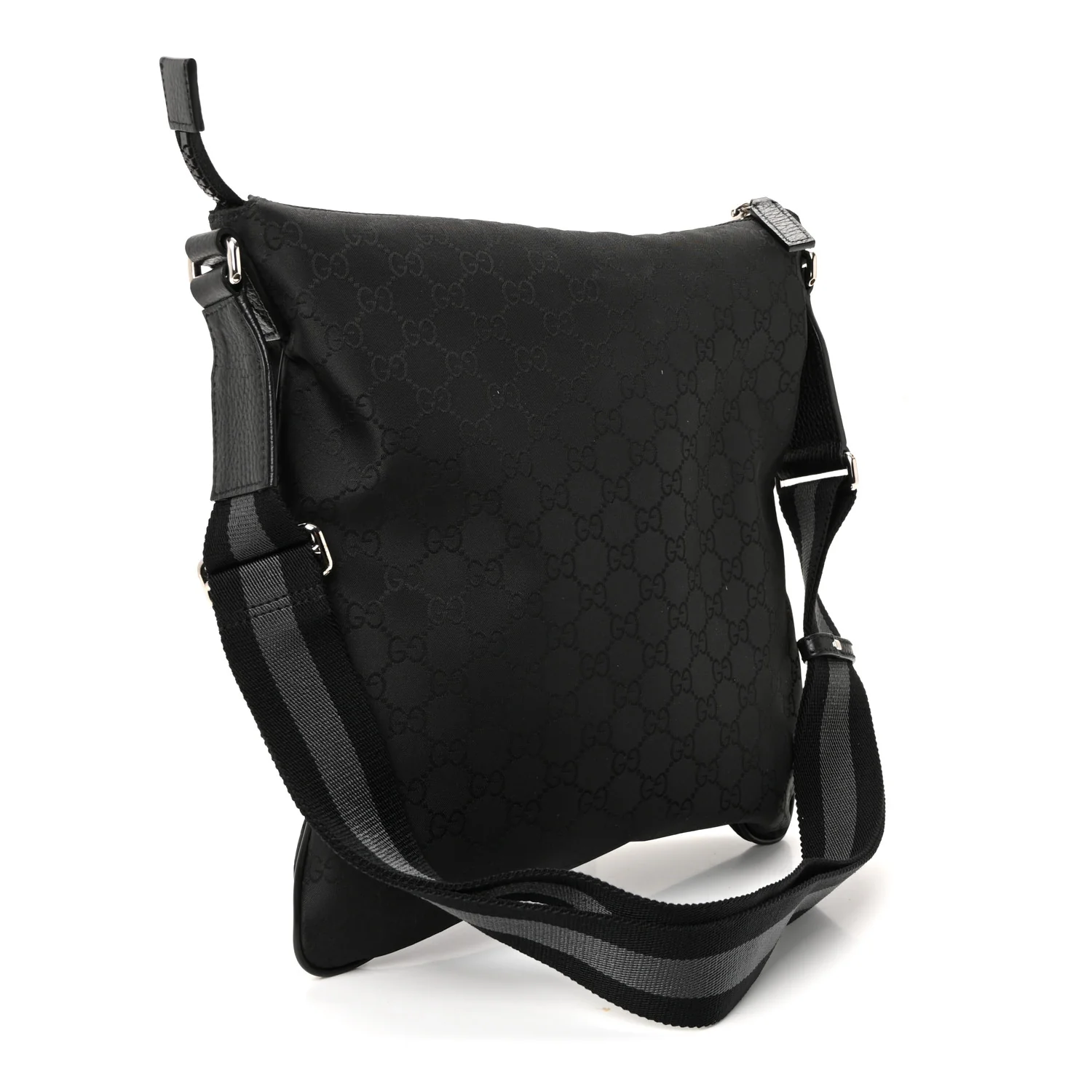 Nylon Monogram Medium Flat Messenger Bag Black - Image 4