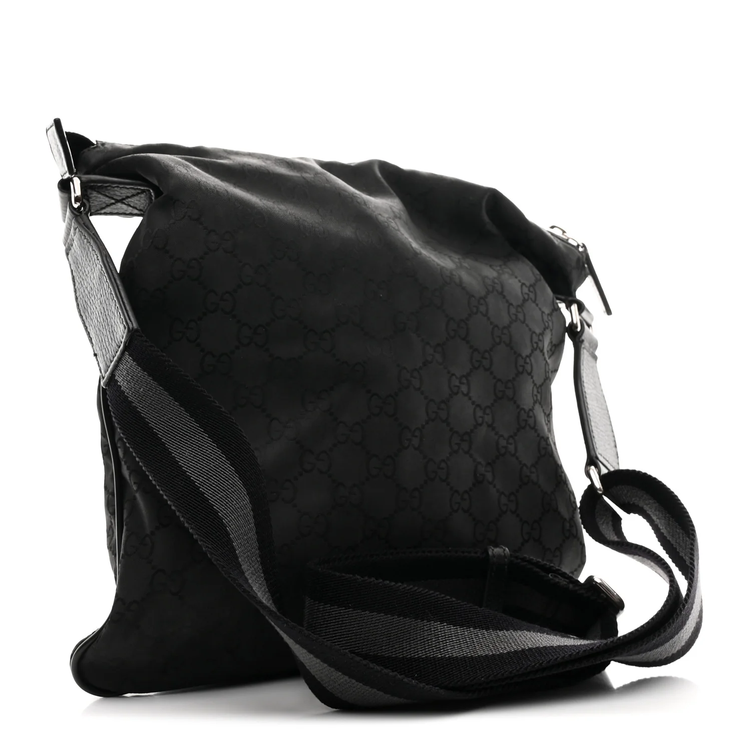 Nylon Monogram Medium Flat Messenger Bag Black - Image 3