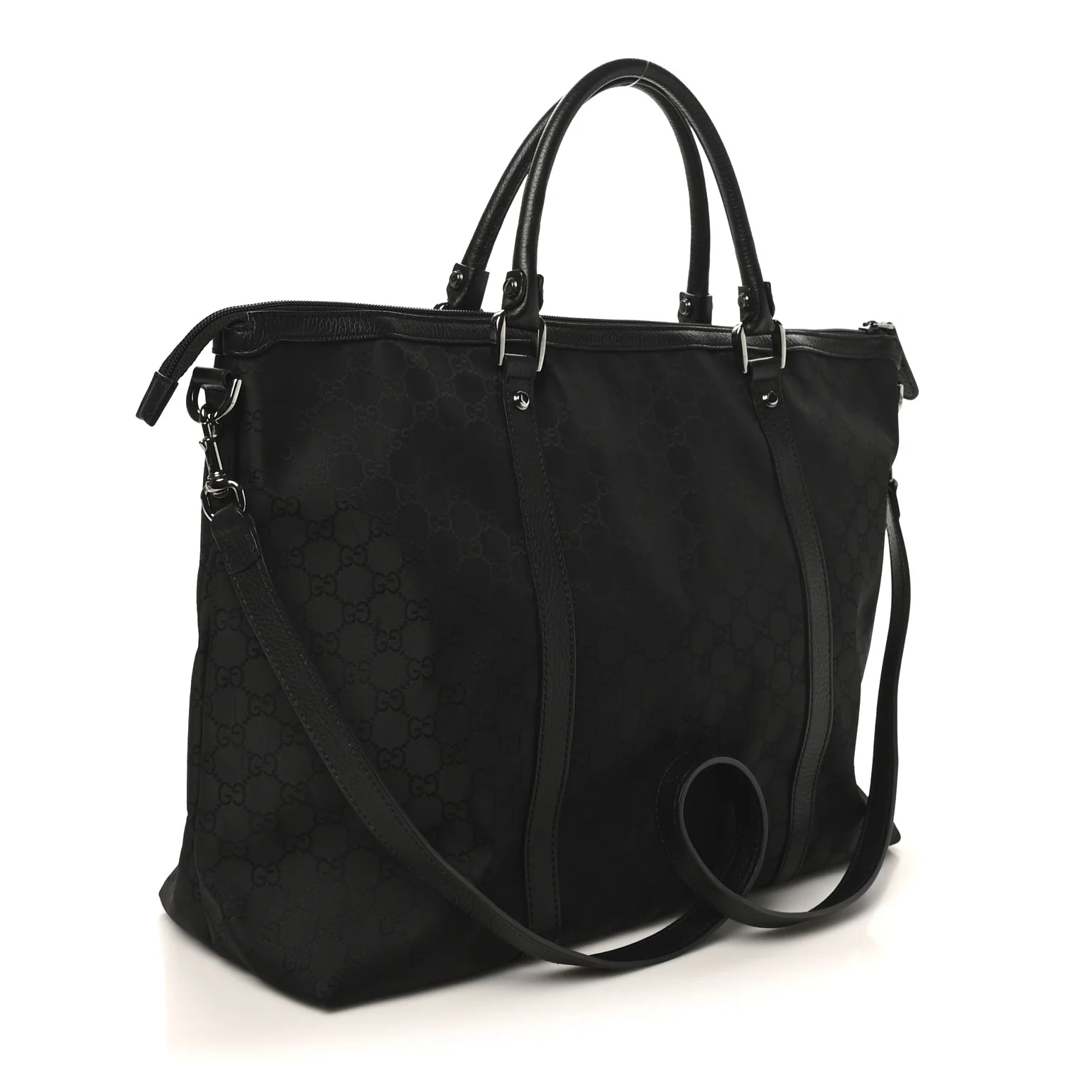 Nylon Monogram Medium GG Charm Dome Satchel Black - Image 3
