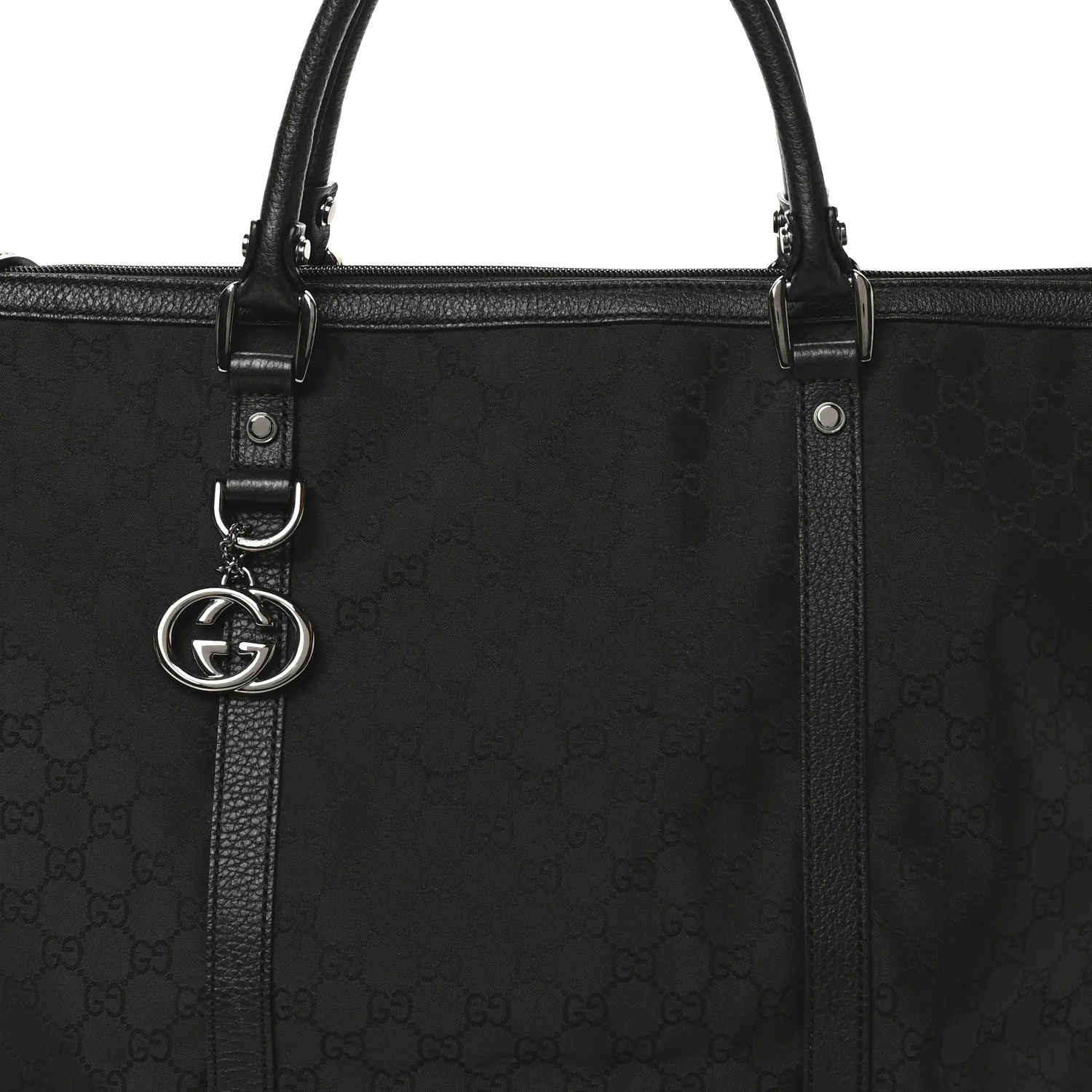 Nylon Monogram Medium GG Charm Dome Satchel Black - Image 8