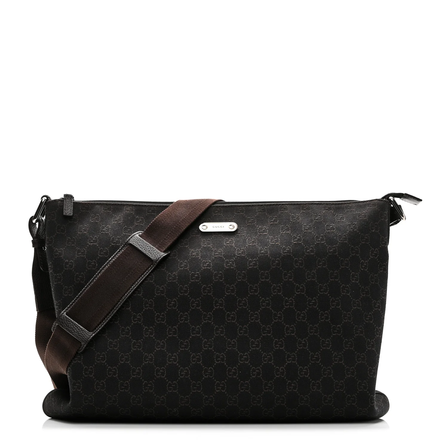 Nylon Monogram Messenger Bag  Dark Brown