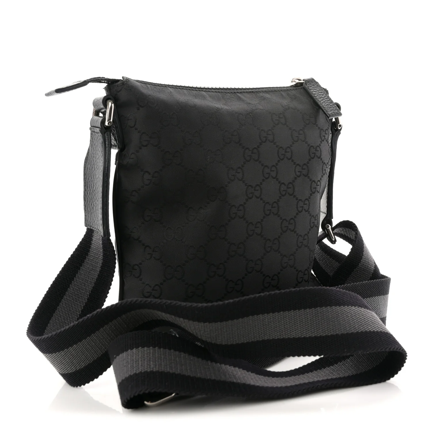 Nylon Monogram Mini Flat Messenger Bag Black - Image 3