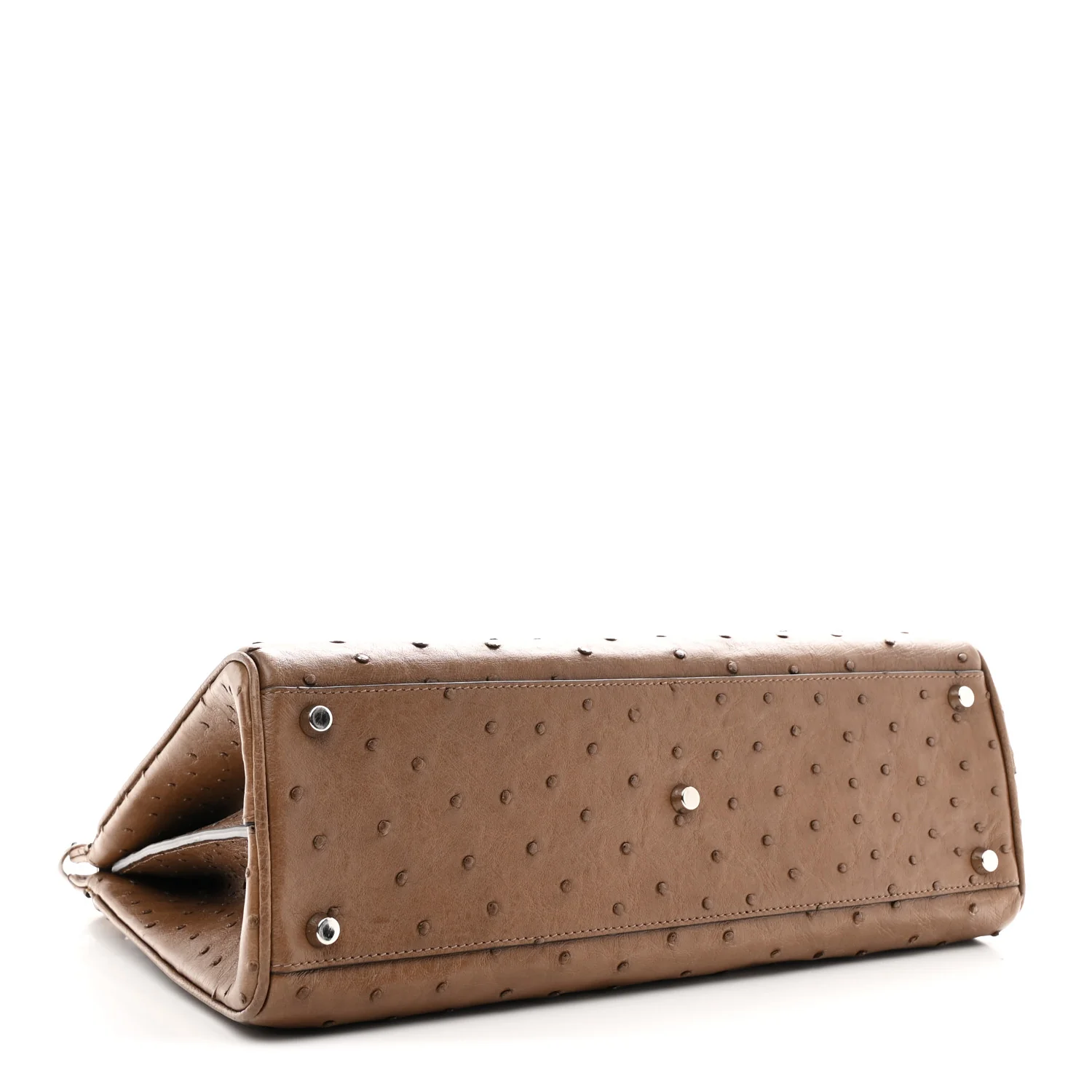 Ostrich Medium Zumi Top Handle Bag Brown - Image 3