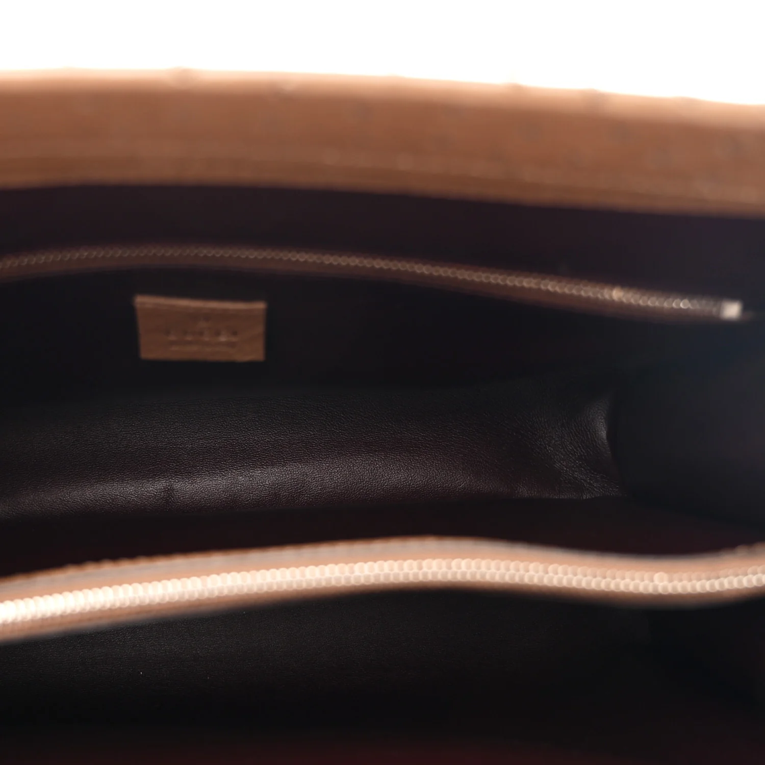 Ostrich Medium Zumi Top Handle Bag Brown - Image 4