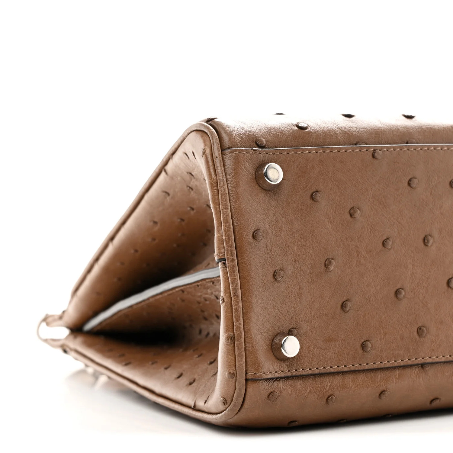 Ostrich Medium Zumi Top Handle Bag Brown - Image 9