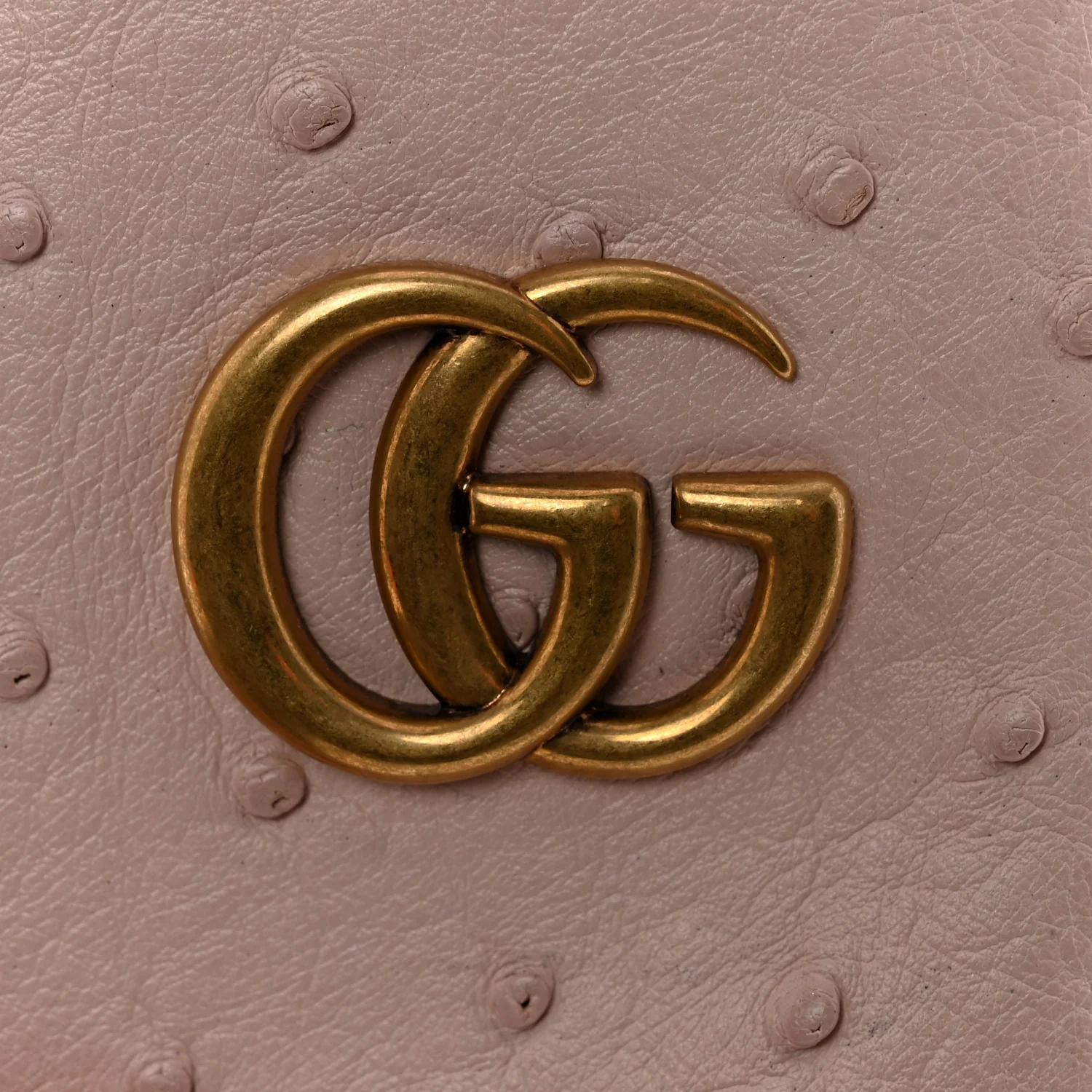 Ostrich Mini GG Marmont 2.0 Bucket Bag Light Pink - Image 11