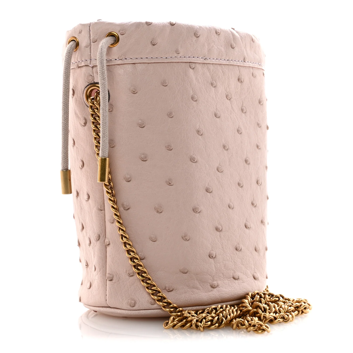 Ostrich Mini GG Marmont 2.0 Bucket Bag Light Pink - Image 3