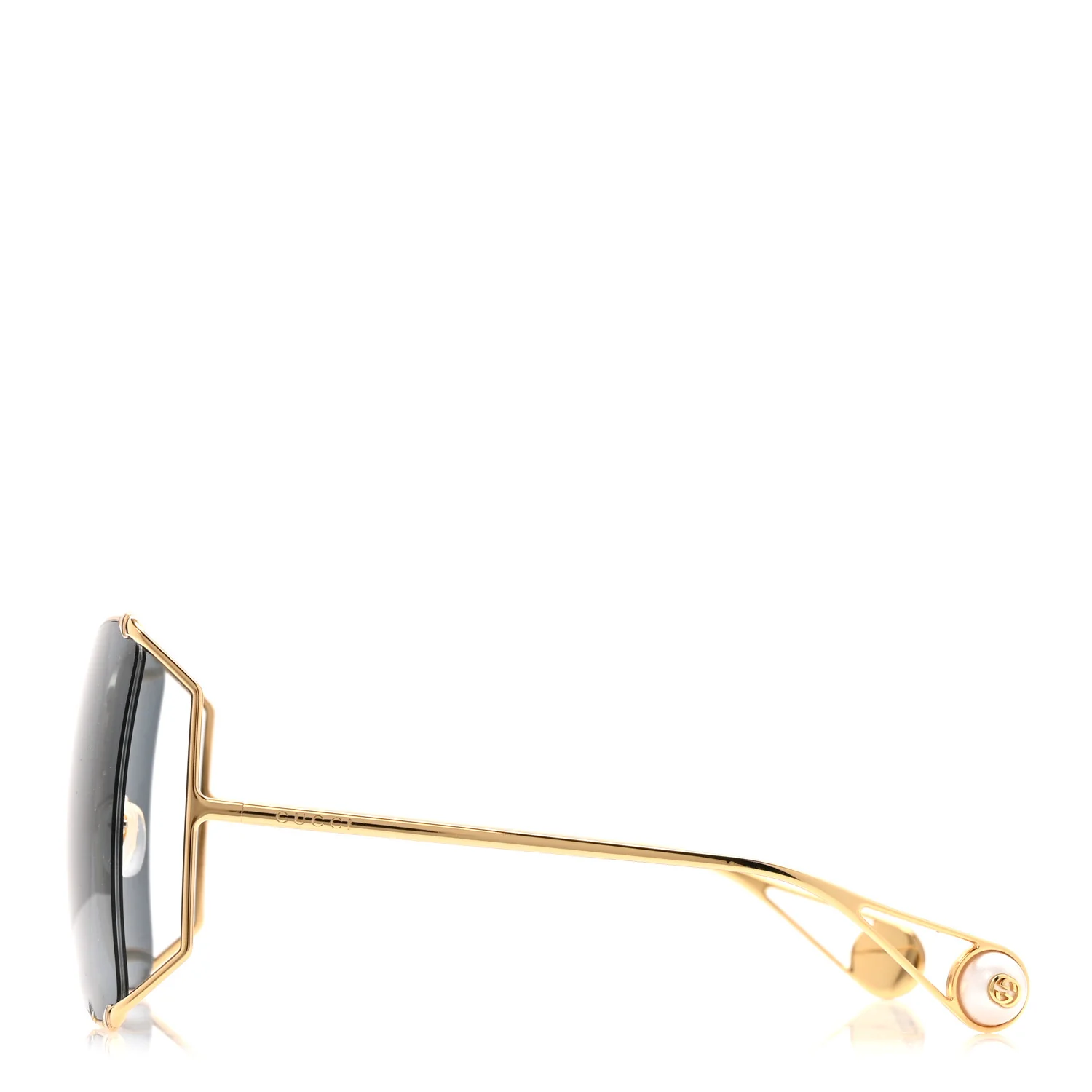 Oversized Round Sunglasses GG0252S Gold Brown - Image 3
