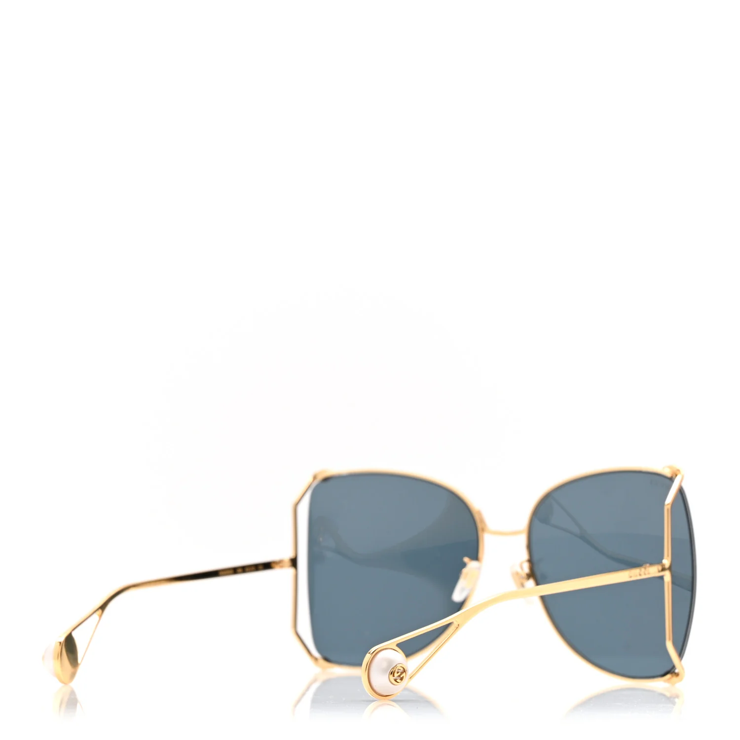 Oversized Round Sunglasses GG0252S Gold Brown - Image 4