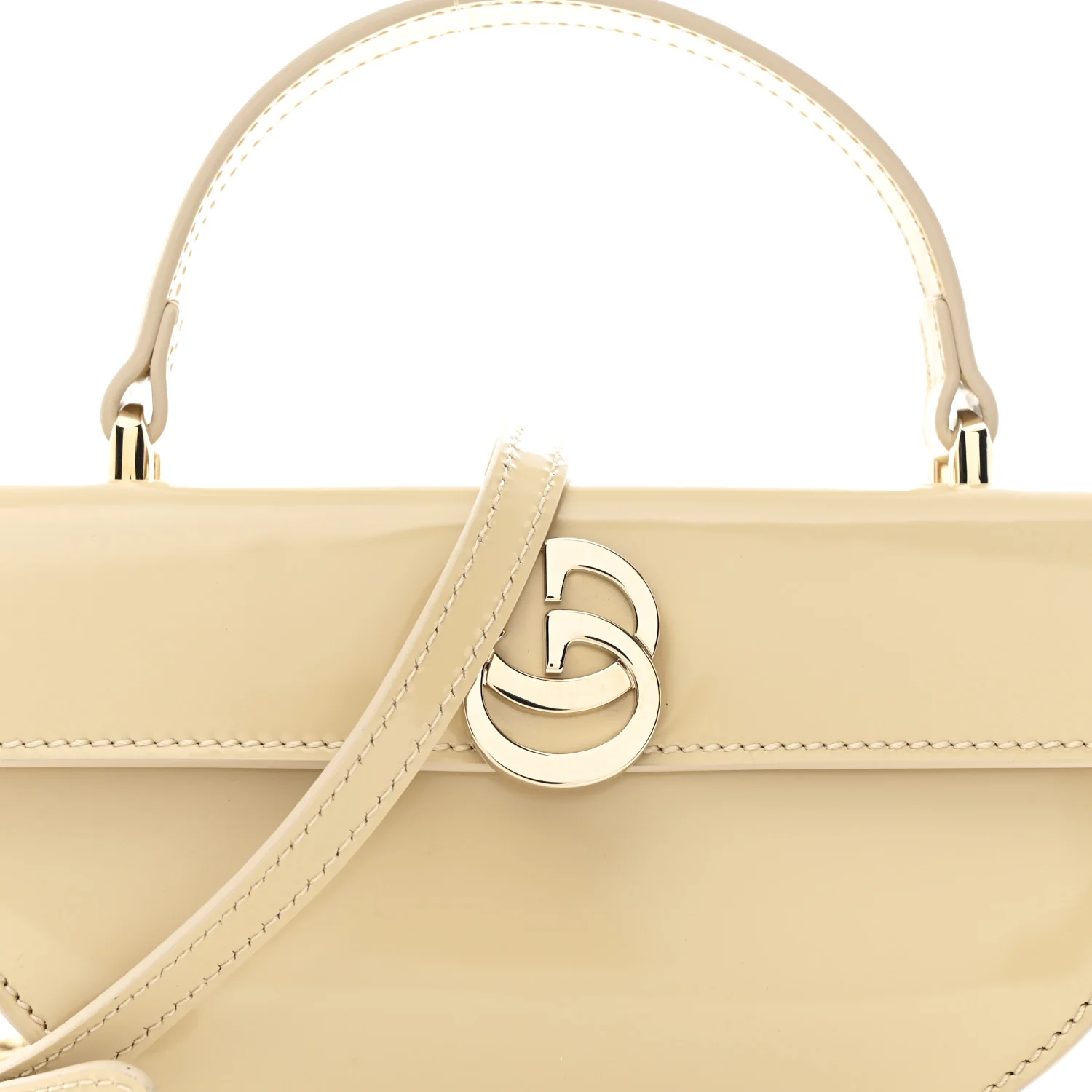 Patent Calfskin GG Half Moon Top Handle Bag Beige - Image 8