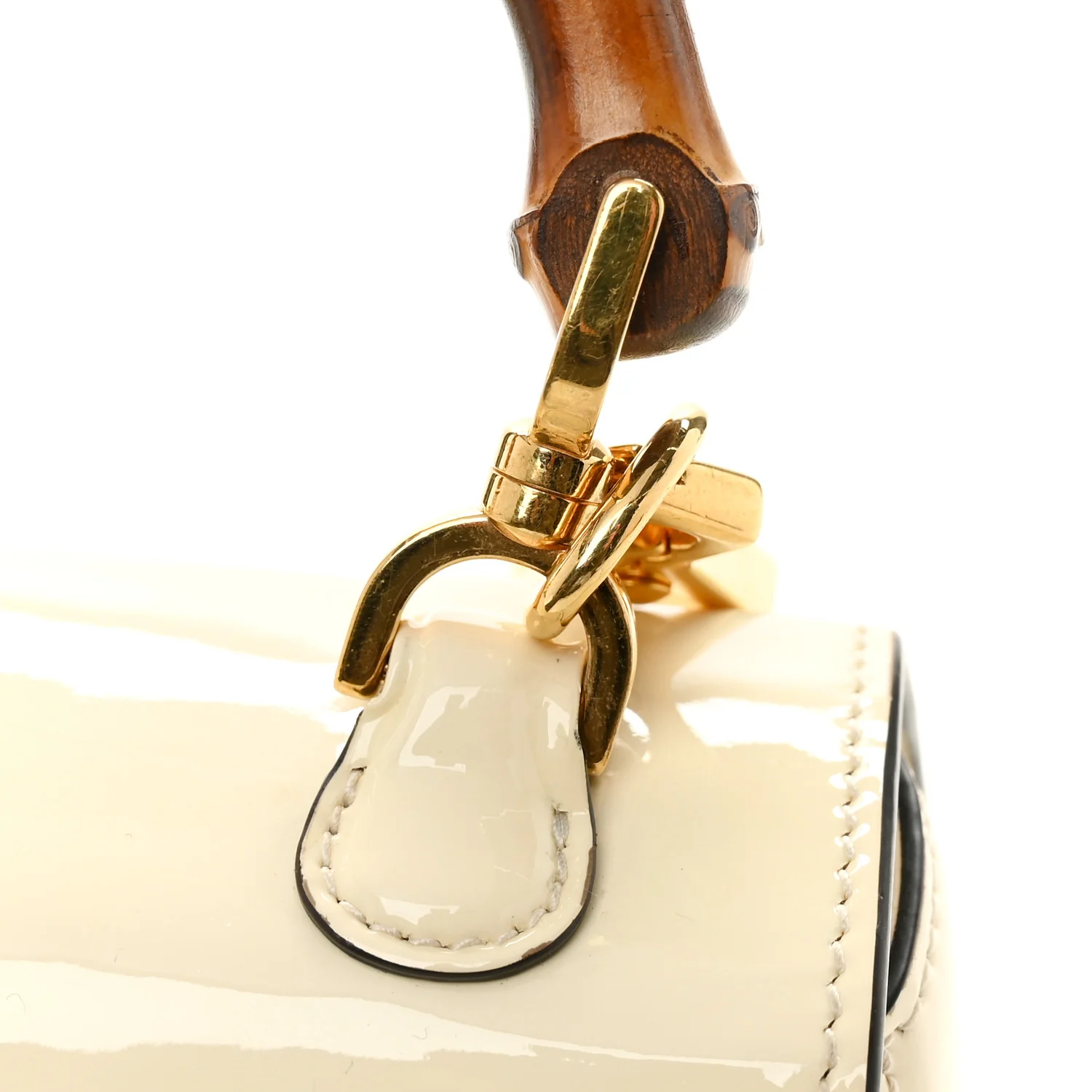 Patent Crystal Mini Bamboo 1947 Top Handle Chain Bag White - Image 15