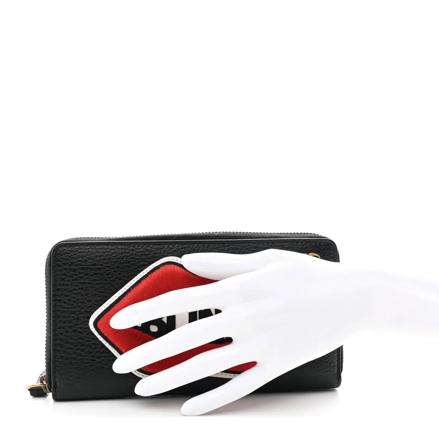 Pebbled Calfskin Blind For Love Zip Around Wallet Black - Image 2