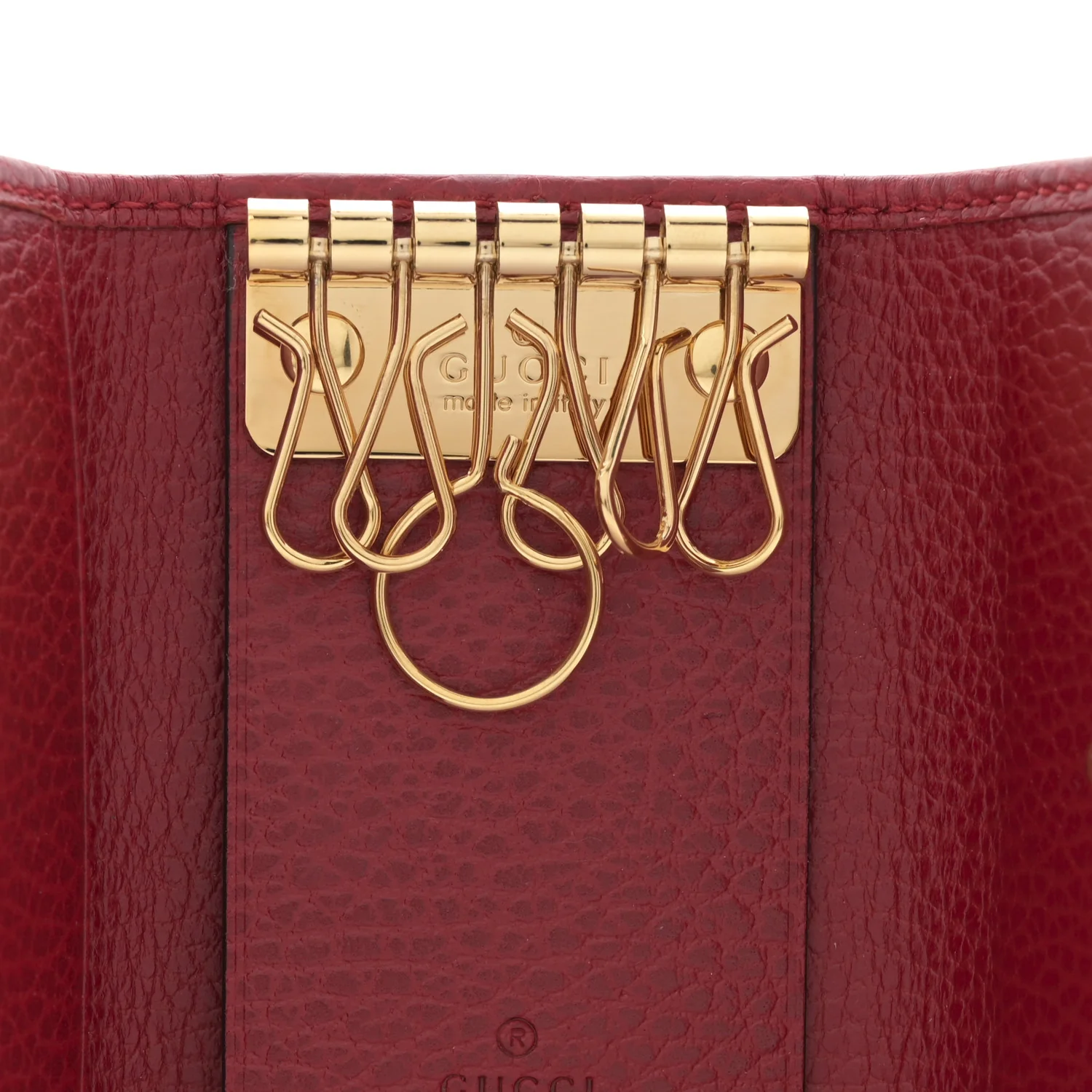 Pebbled Calfskin GG Marmont 6 Key Holder Hibiscus Red - Image 6