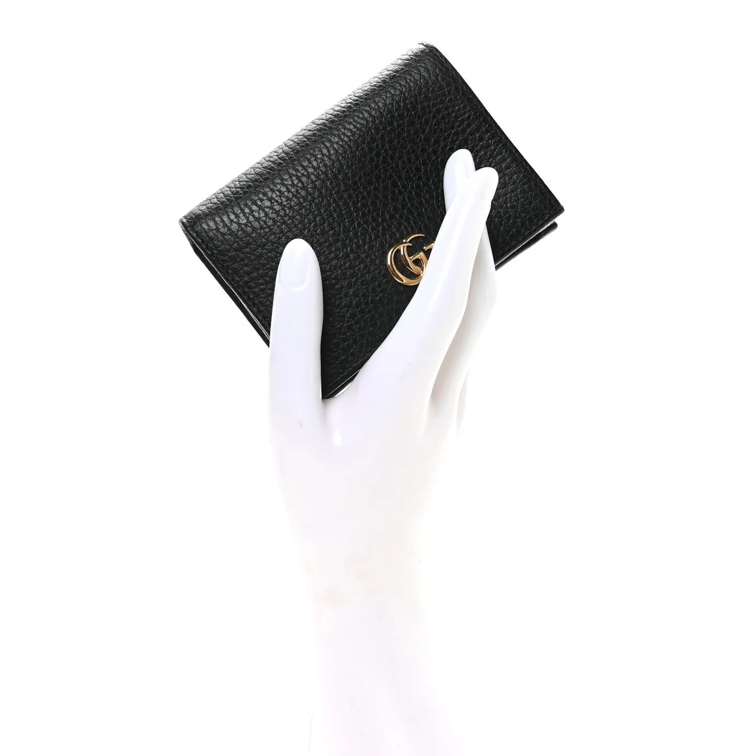 Pebbled Calfskin GG Marmont Card Case Black - Image 2