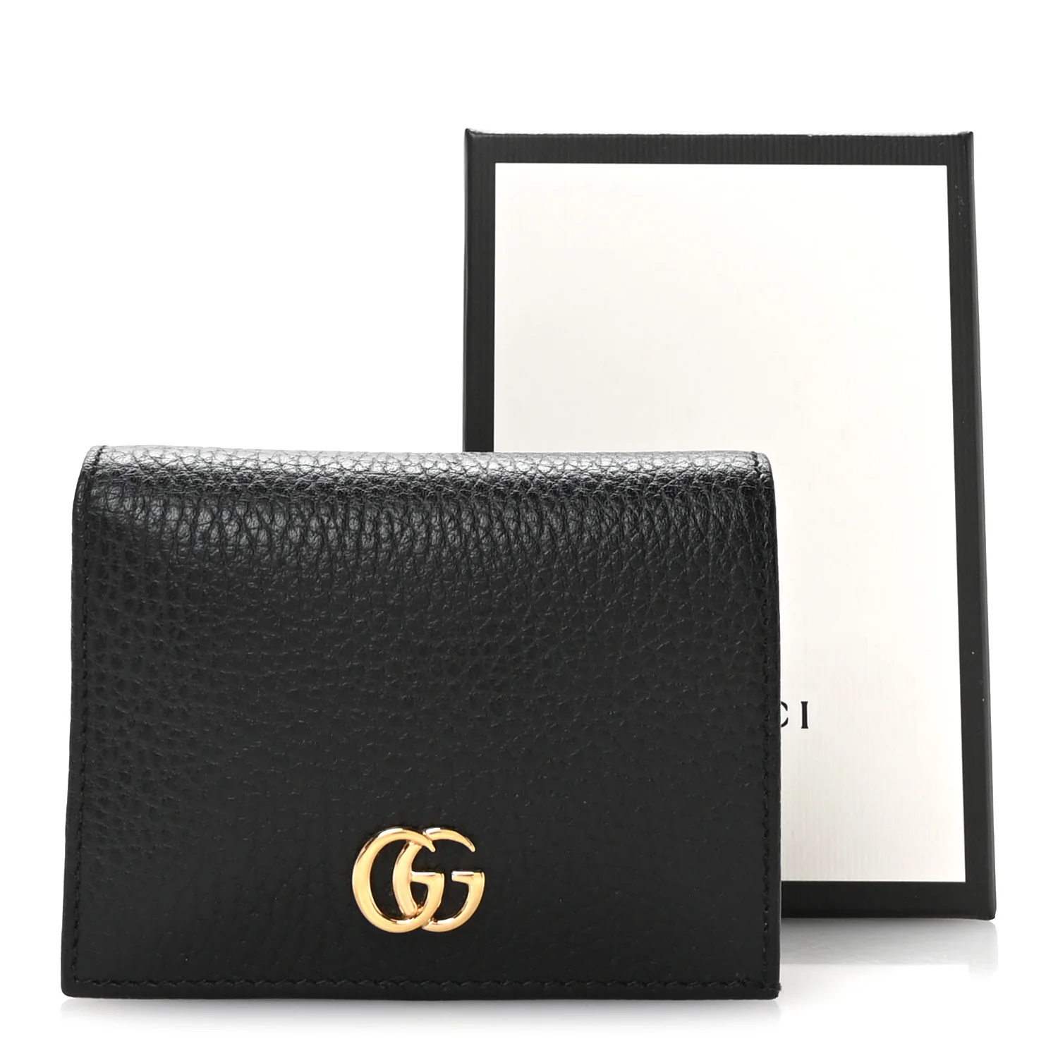 Pebbled Calfskin GG Marmont Card Case Black - Image 8