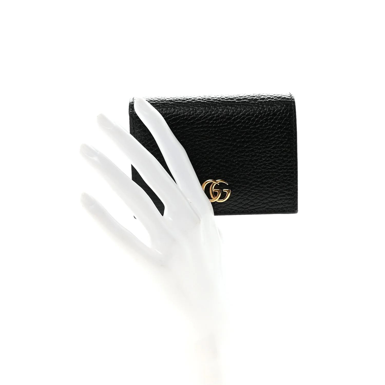 Pebbled Calfskin GG Marmont Card Case Black - Image 2