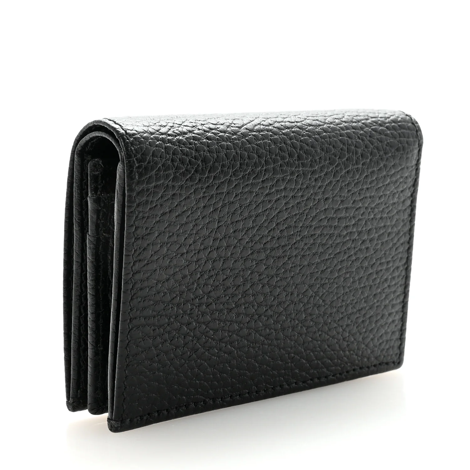 Pebbled Calfskin GG Marmont Card Case Black - Image 3