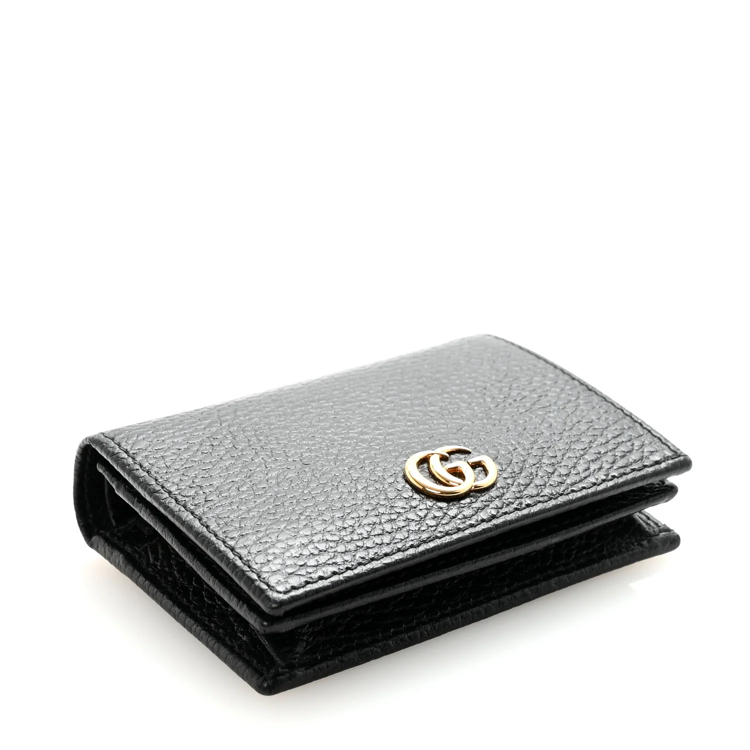 Pebbled Calfskin GG Marmont Card Case Black - Image 4