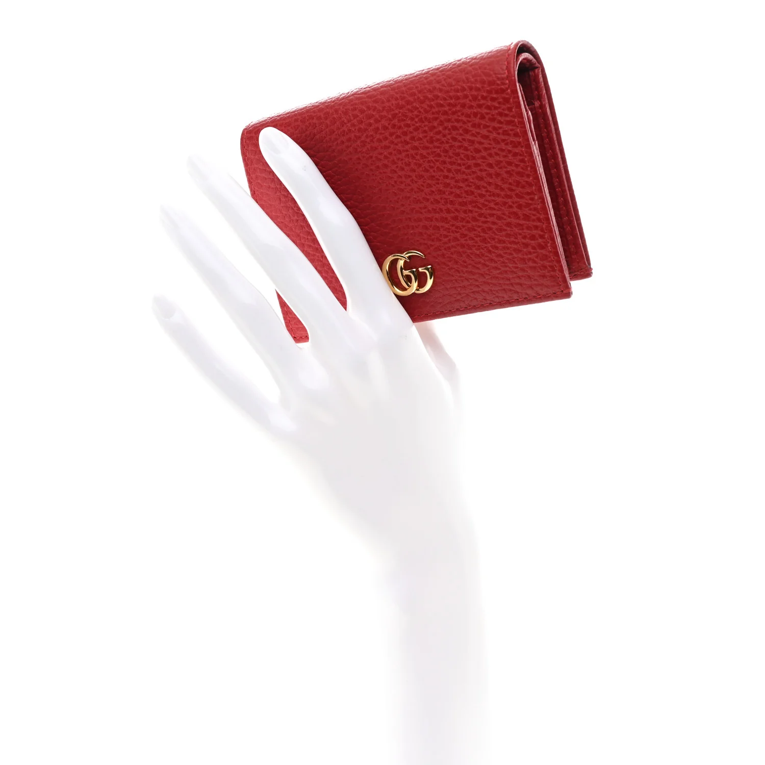 Pebbled Calfskin GG Marmont Card Case Hibiscus Red - Image 2