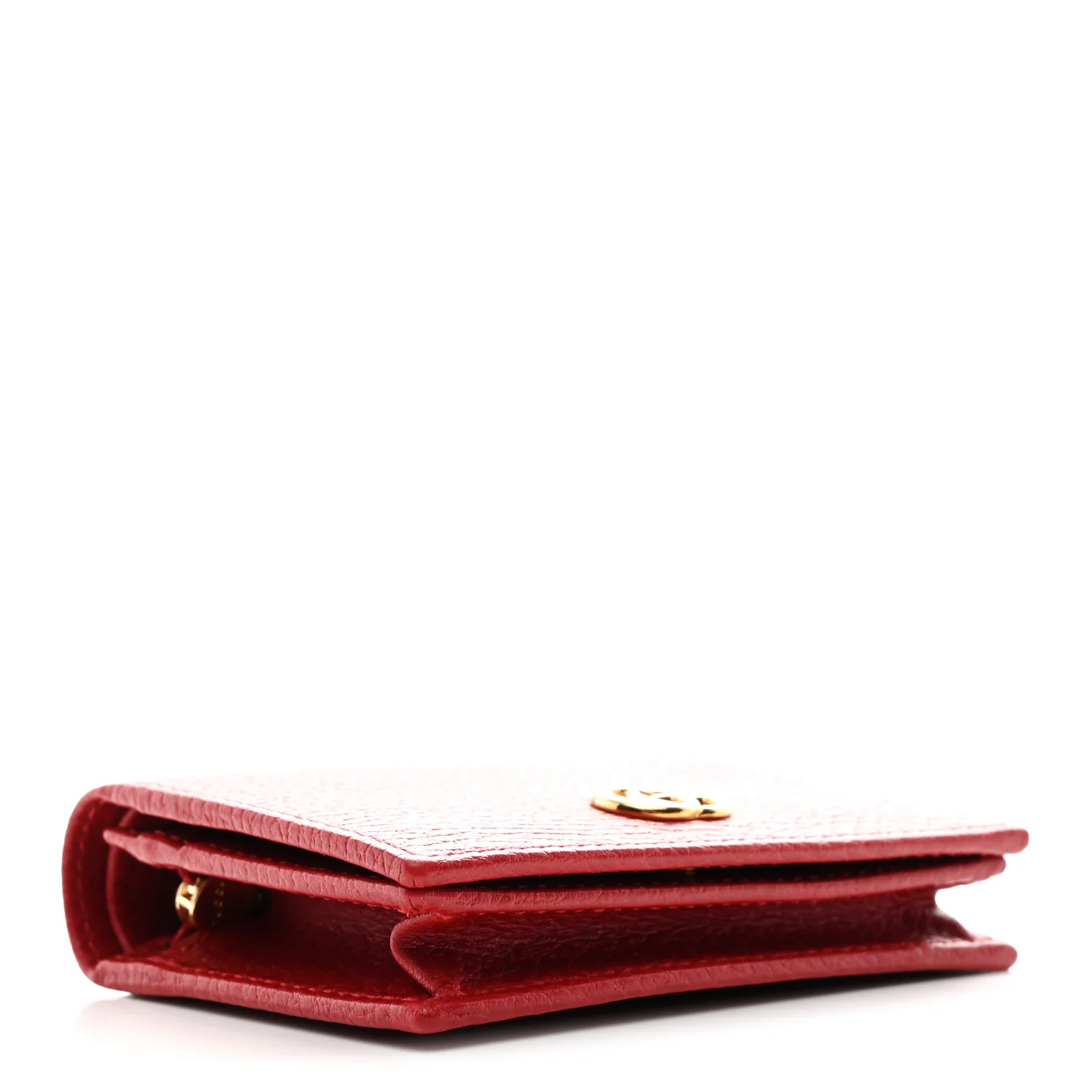 Pebbled Calfskin GG Marmont Card Case Hibiscus Red - Image 4