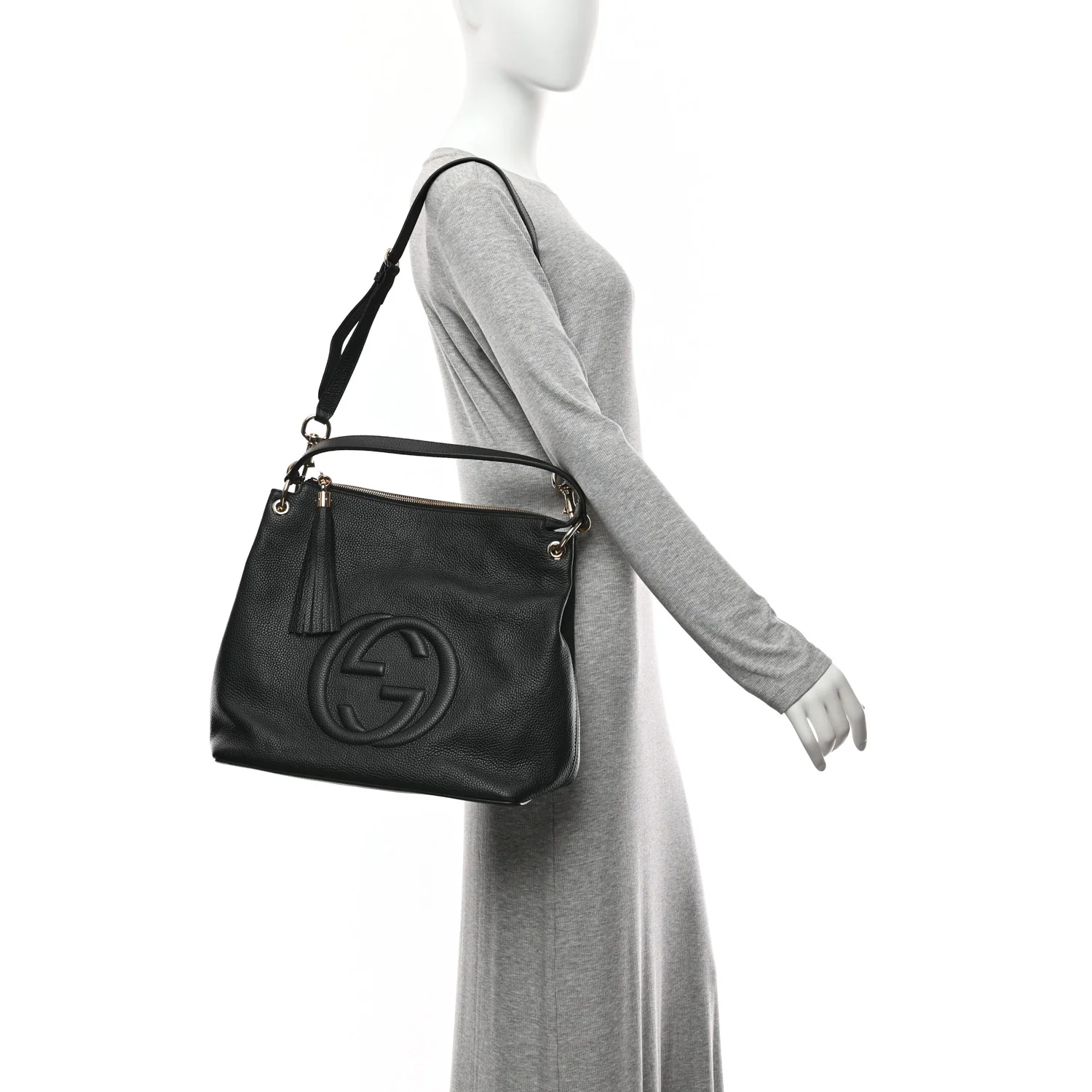Pebbled Calfskin Large Soho Hobo Black - Image 2