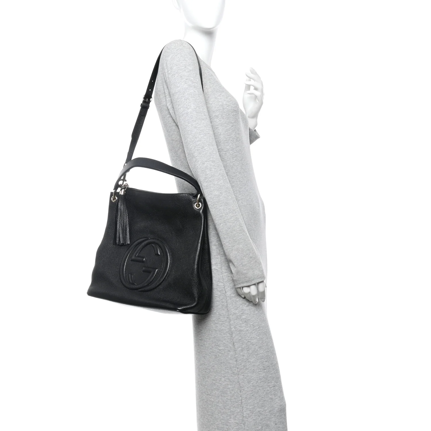 Pebbled Calfskin Large Soho Hobo Black - Image 2