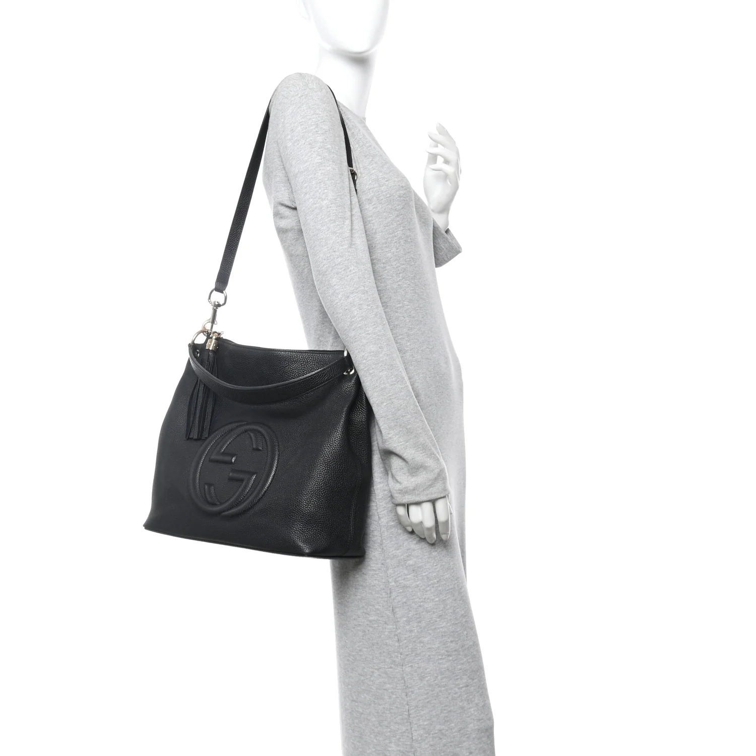 Pebbled Calfskin Large Soho Hobo Black - Image 2