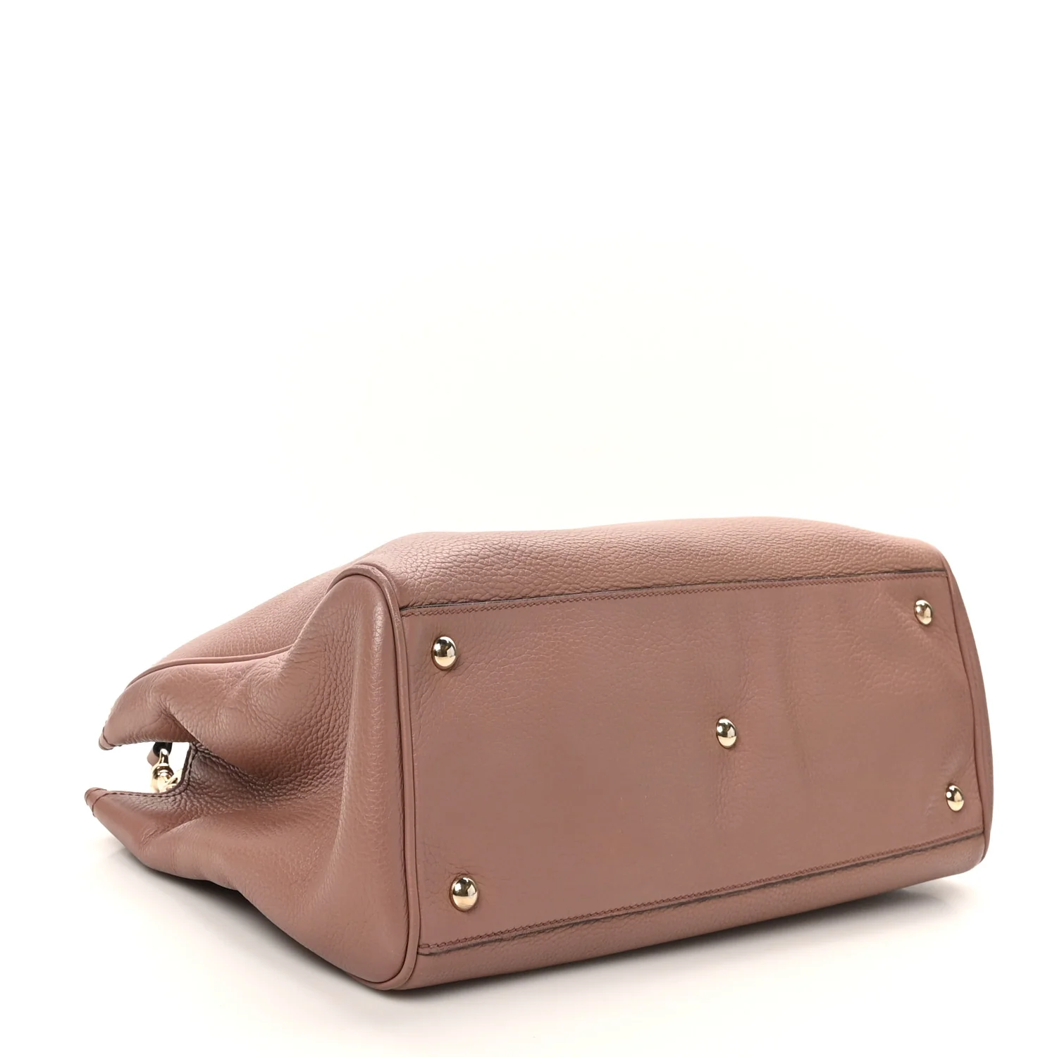 Pebbled Calfskin Medium Bamboo Shopper Tote Dark Cipria - Image 4