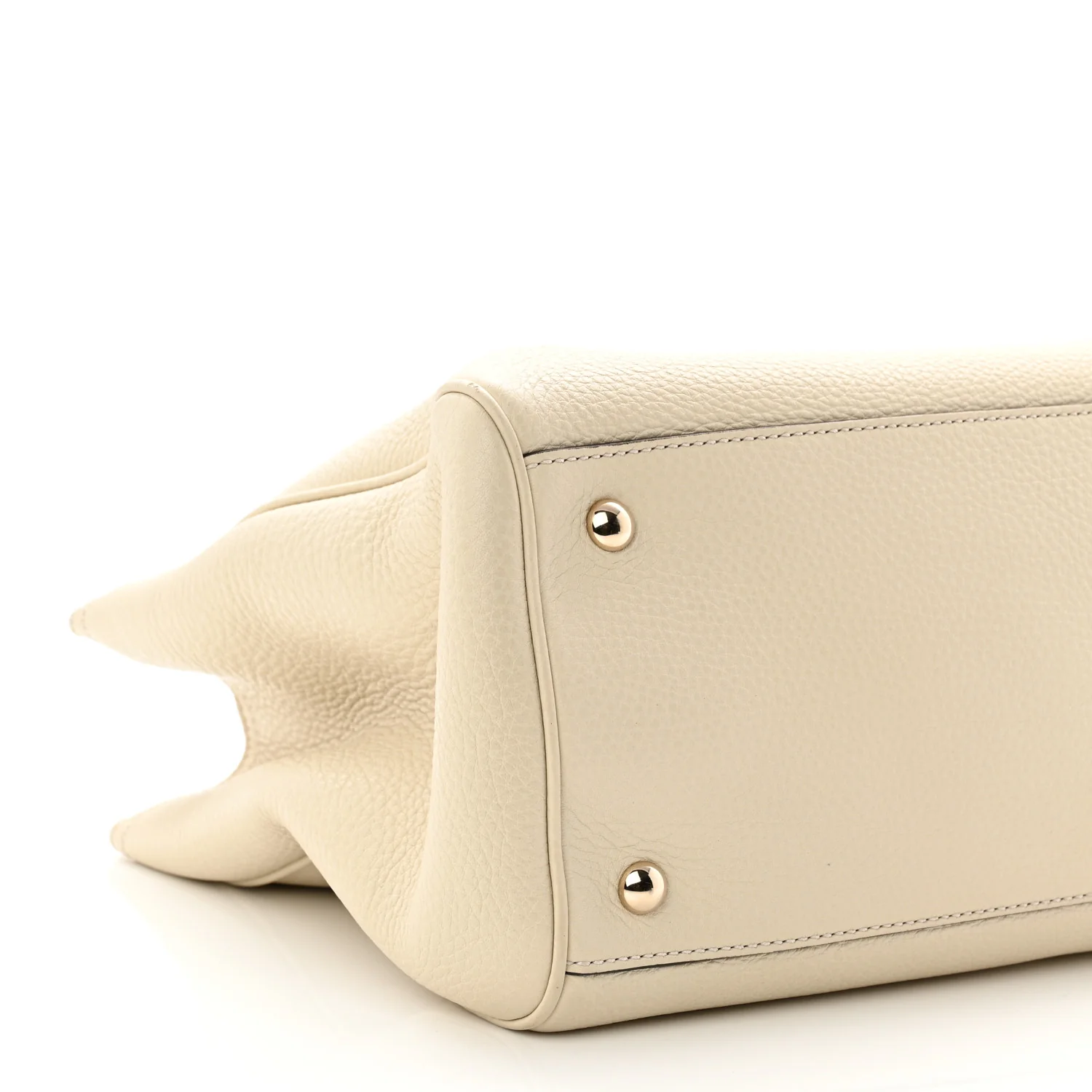 Pebbled Calfskin Medium Bamboo Shopper Tote Off White - Image 17