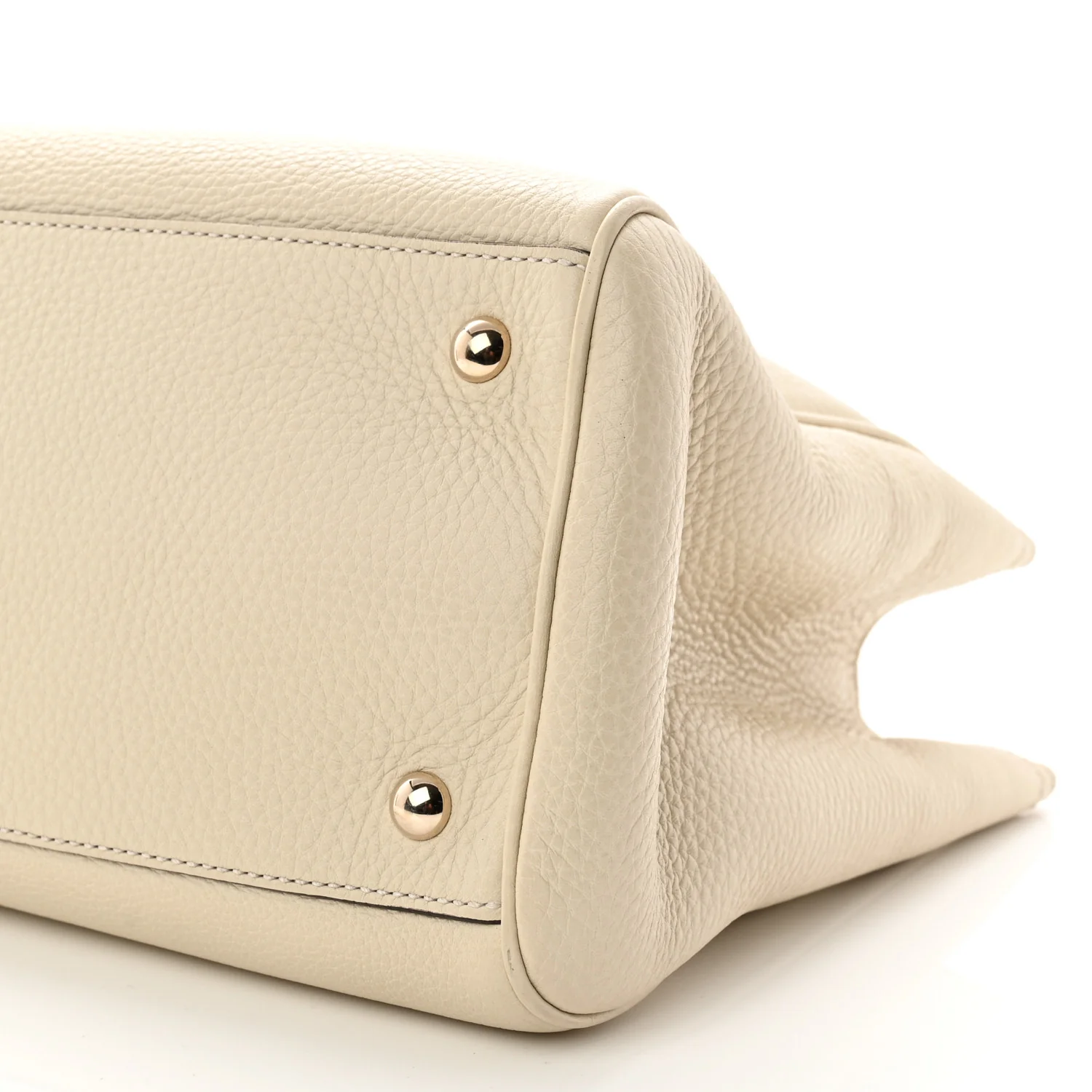 Pebbled Calfskin Medium Bamboo Shopper Tote Off White - Image 18
