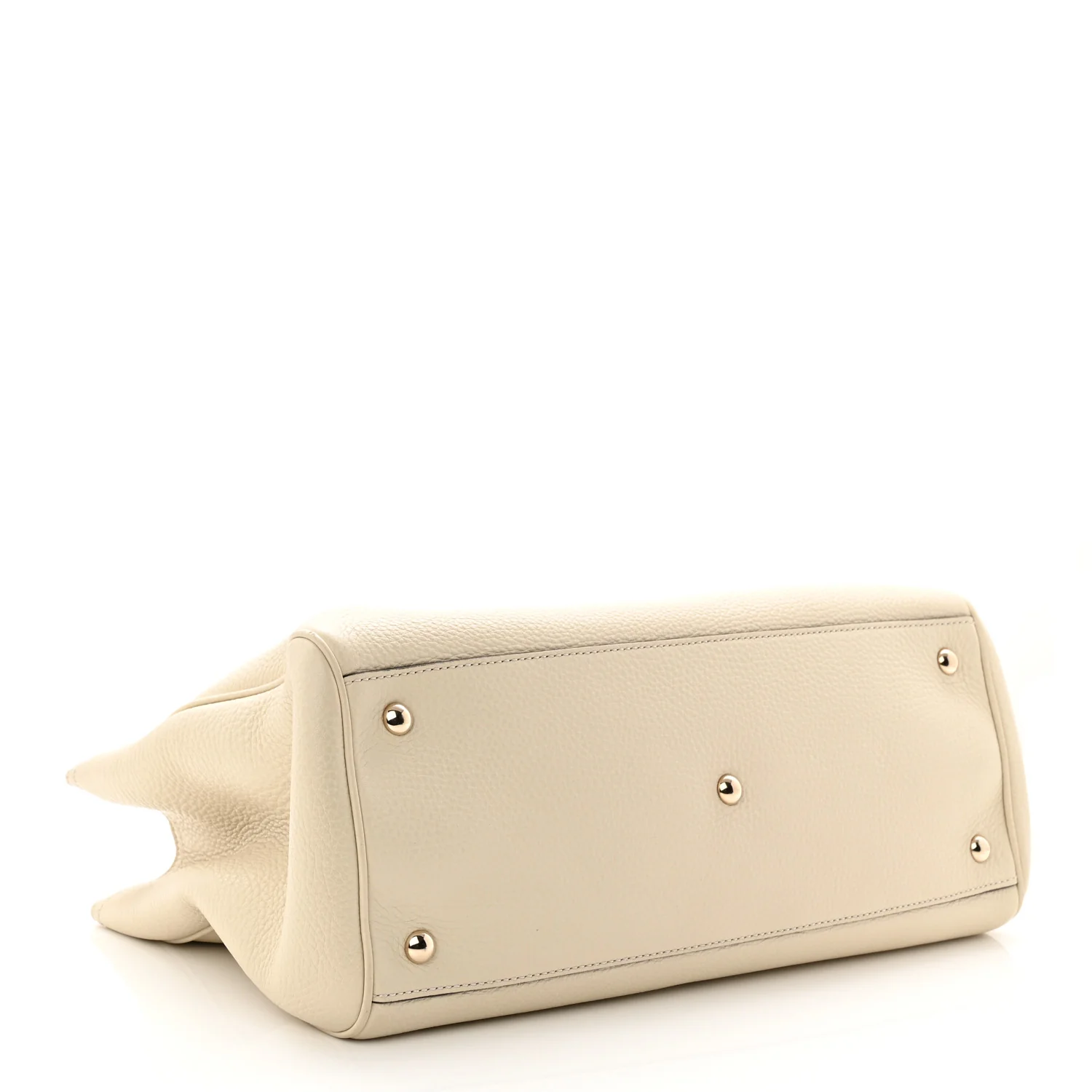 Pebbled Calfskin Medium Bamboo Shopper Tote Off White - Image 6