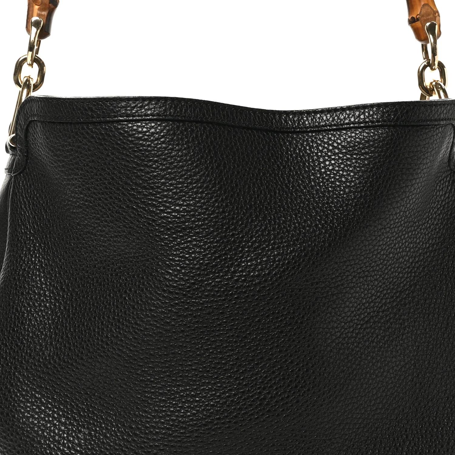 Pebbled Calfskin Medium Diana Bamboo Shoulder Bag Black - Image 7