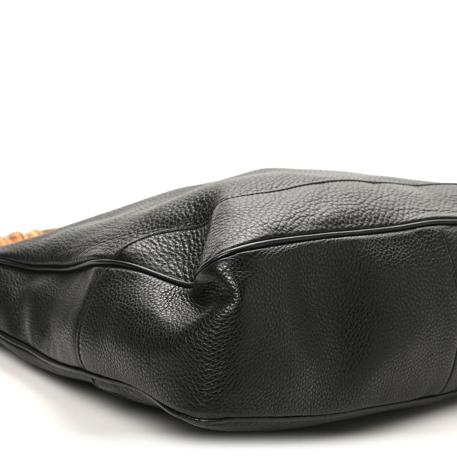 Pebbled Calfskin Medium Diana Bamboo Shoulder Bag Black - Image 8