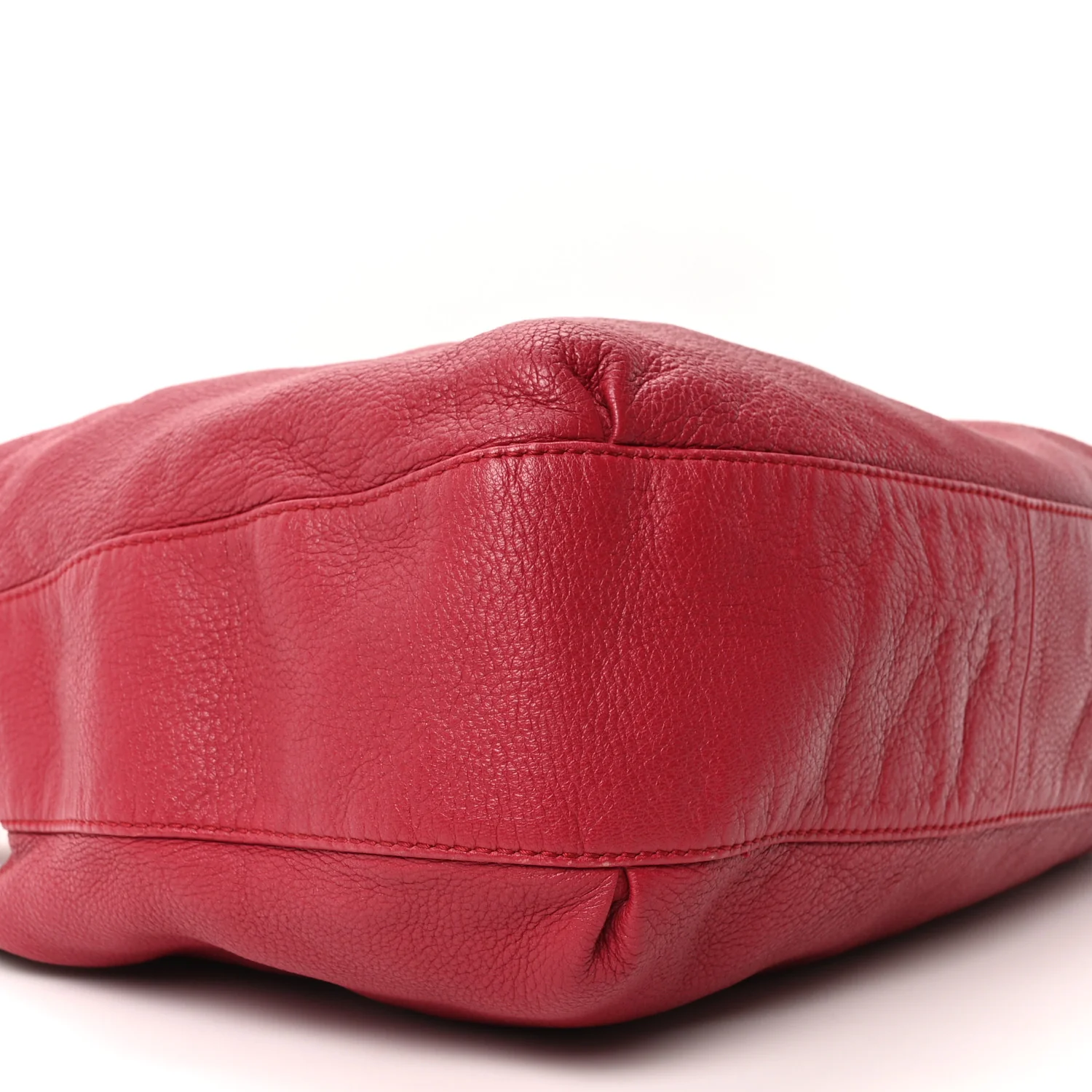 Pebbled Calfskin Medium G Wave Shoulder Bag Red - Image 19